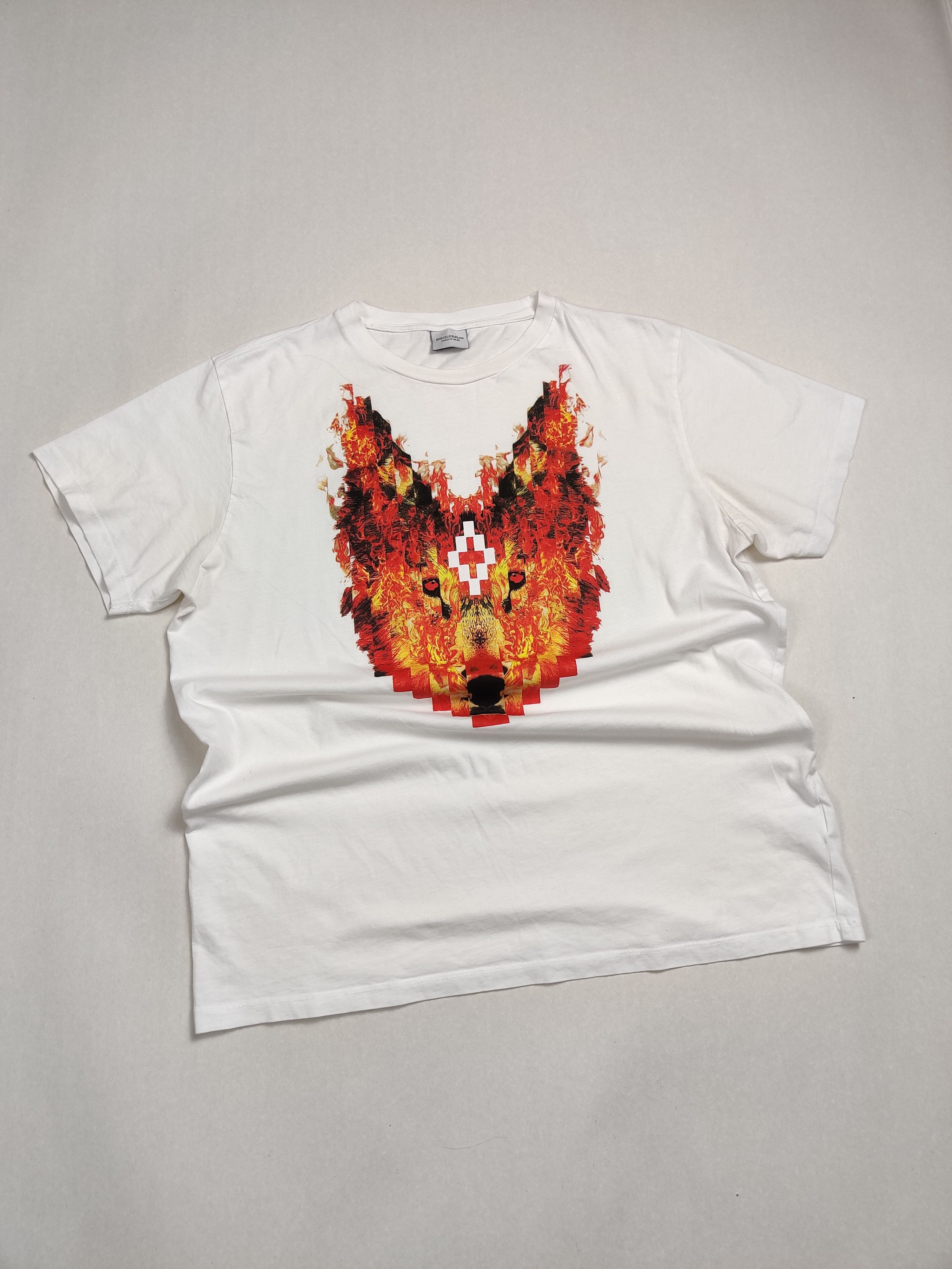 Marcelo Burlon Marcelo Burlon Fire Wolf print White Tee Size US L / EU 52-54 / 3 - 1 Thumbnail