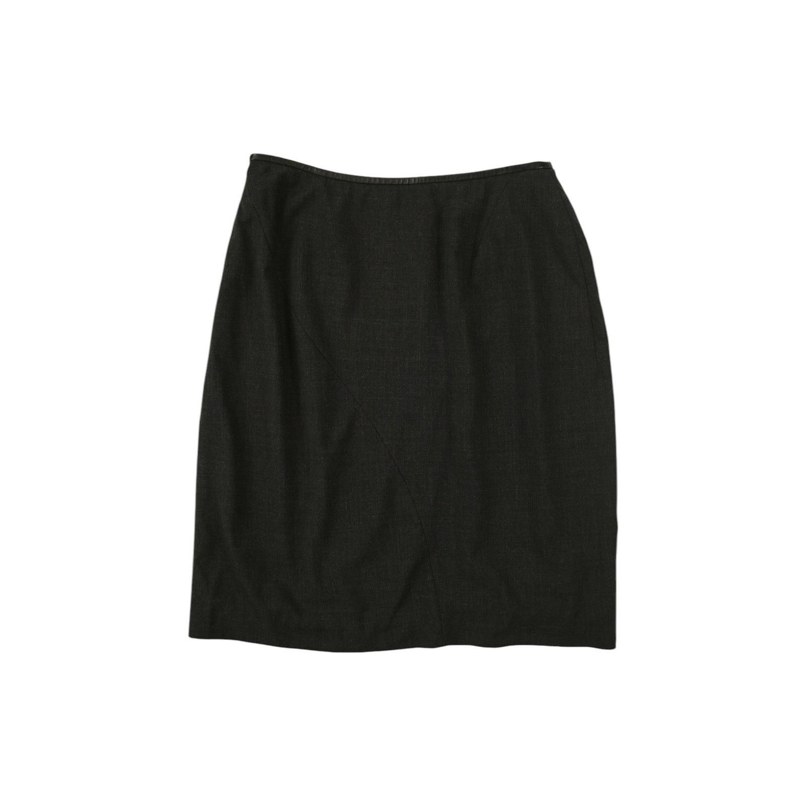 Gucci by Tom Ford F/W 1998 Leather Waist Wool Black Skirt Size 32" / US 10 / IT 46 - 2 Thumbnail