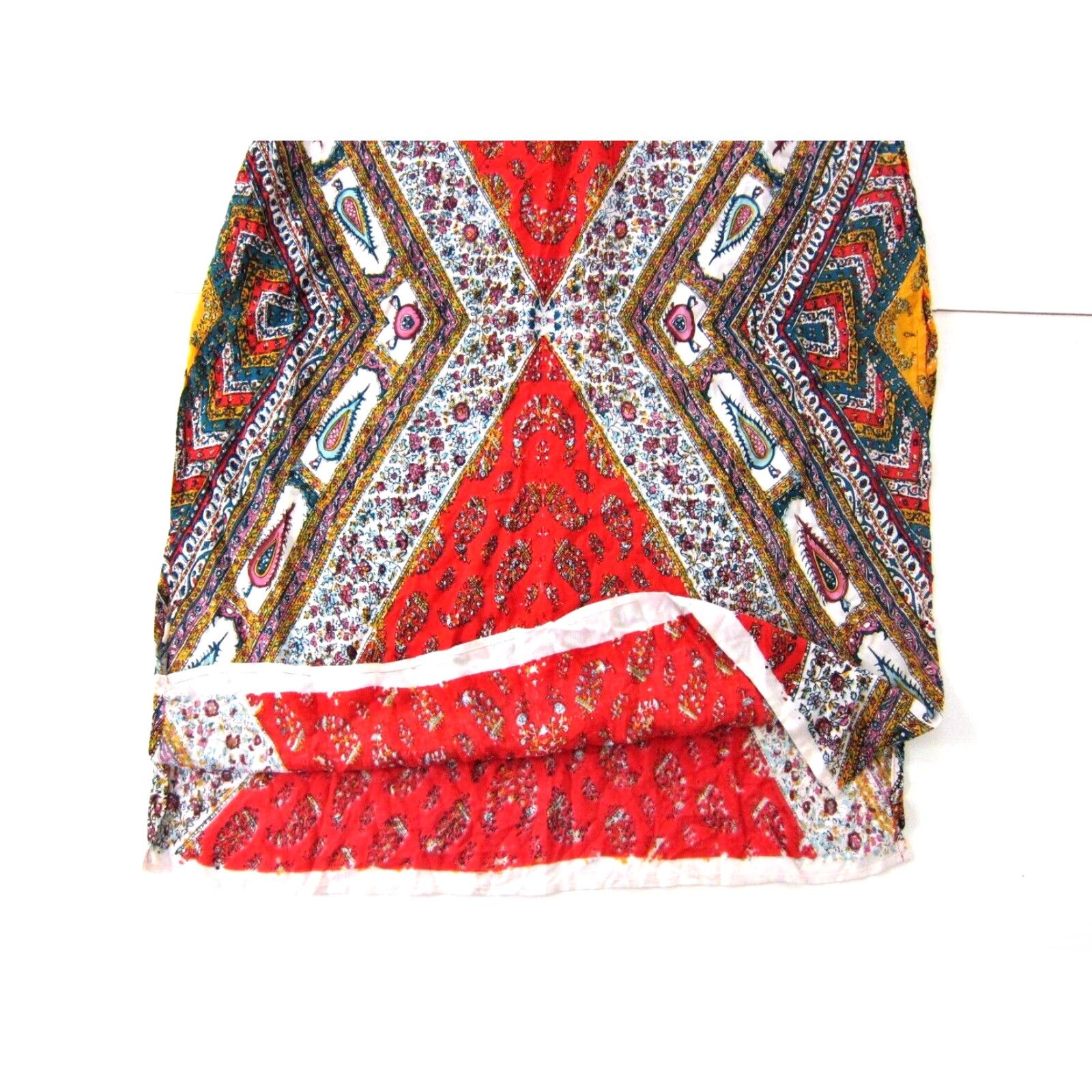 Vintage Nostalgia Rayon Red Orange Green Paisley Floral Long Maxi Slip Tank Dress XL Size XL / US 12-14 / IT 48-50 - 7 Thumbnail