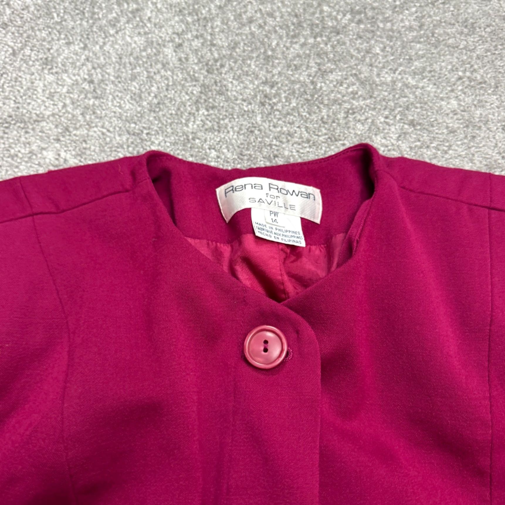 Vintage VINTAGE Rena Rowan Wool Blazer 90s Womens 14P Magenta Pink Classic Workwear Size XL / US 12-14 / IT 48-50 - 3 Thumbnail