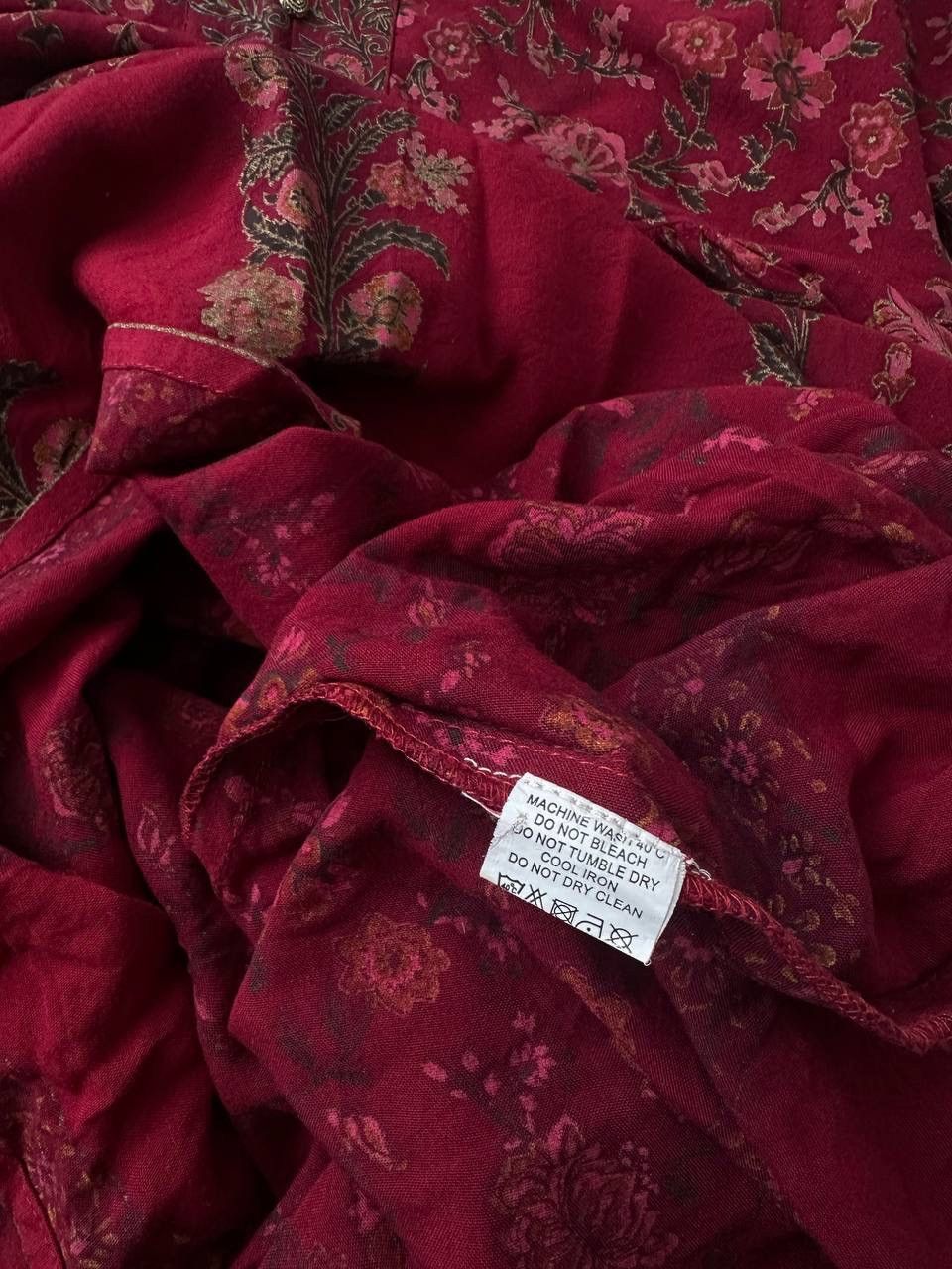 Japanese Brand × Vintage Vintage Japanese Red Flowers Rare Indian women's long Dress Size L / US 10 / IT 46 - 7 Thumbnail