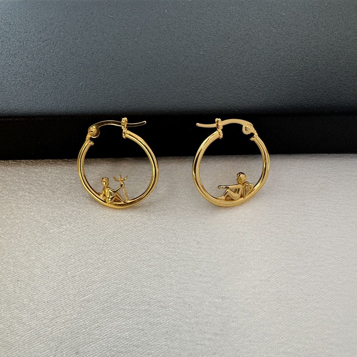 Other 20mm Angel Demon Gold Hoop Earrings for Women Size ONE SIZE - 4 Thumbnail
