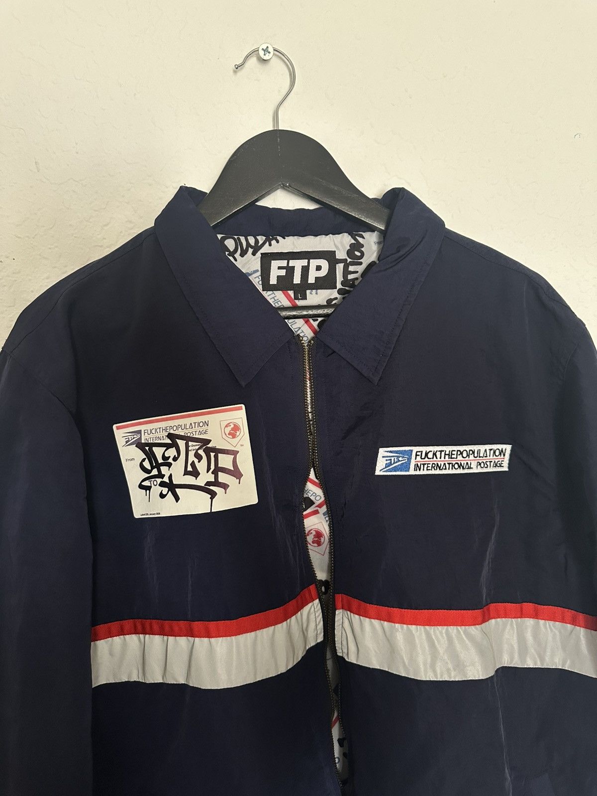 Fuck The Population FTP fw21 Postal USPS coach jacket - Size L Navy Size US L / EU 52-54 / 3 - 6 Thumbnail