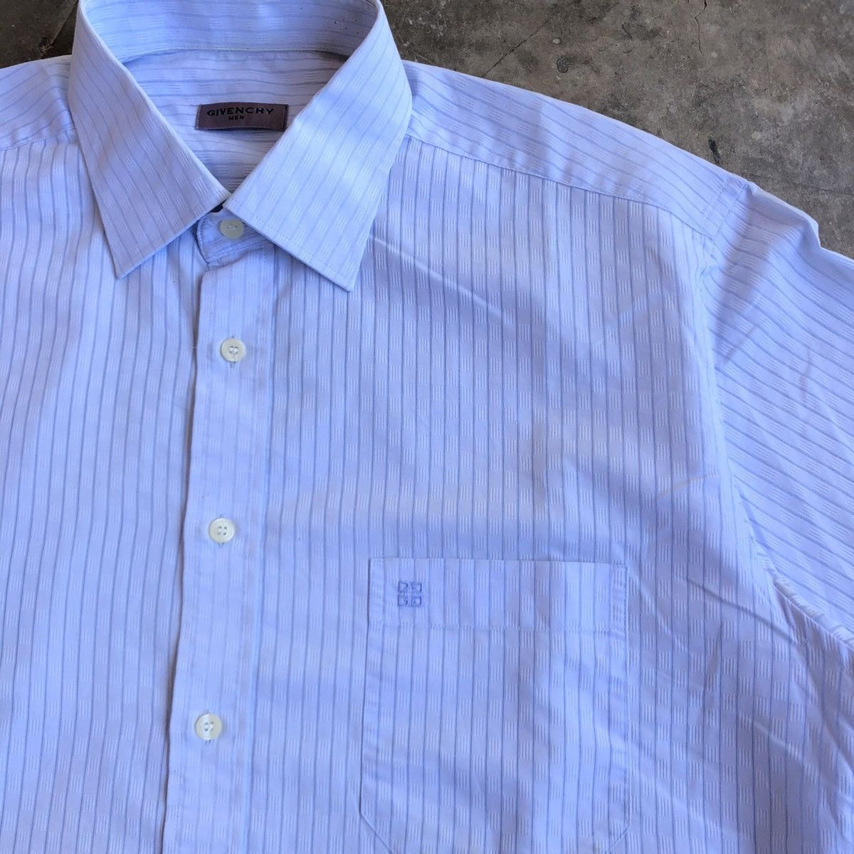 Givenchy 90s Vintage Givenchy Men Stripe Pocket Shirt Blue Luxury Size US XL / EU 56 / 4 - 5 Thumbnail