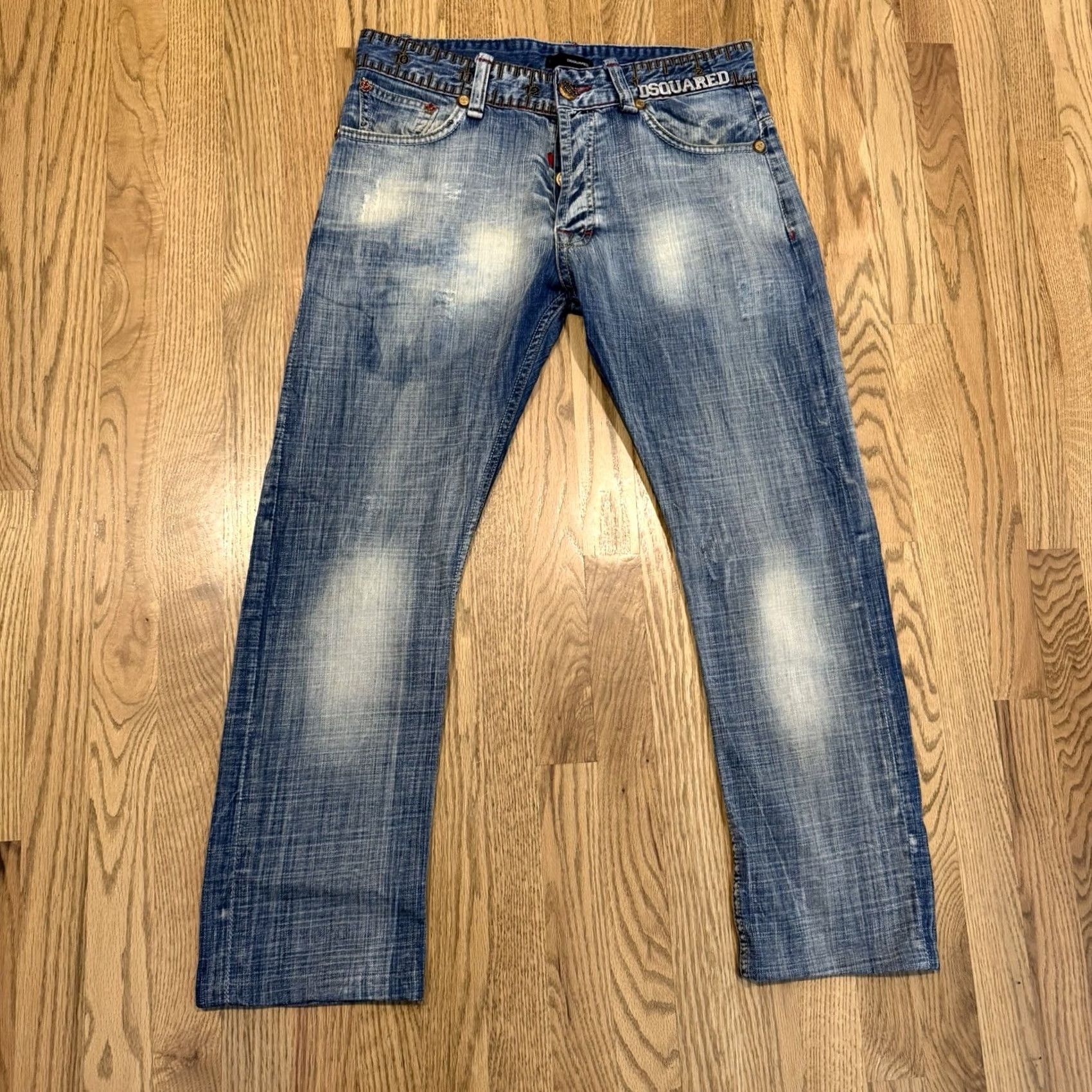 Dsquared2 Dsquared2 Denim Jeans Mens 32 Regular 28 Inseam Blue Distressed Italy 5-Pocket Logo Size US 32 / EU 48 - 4 Thumbnail