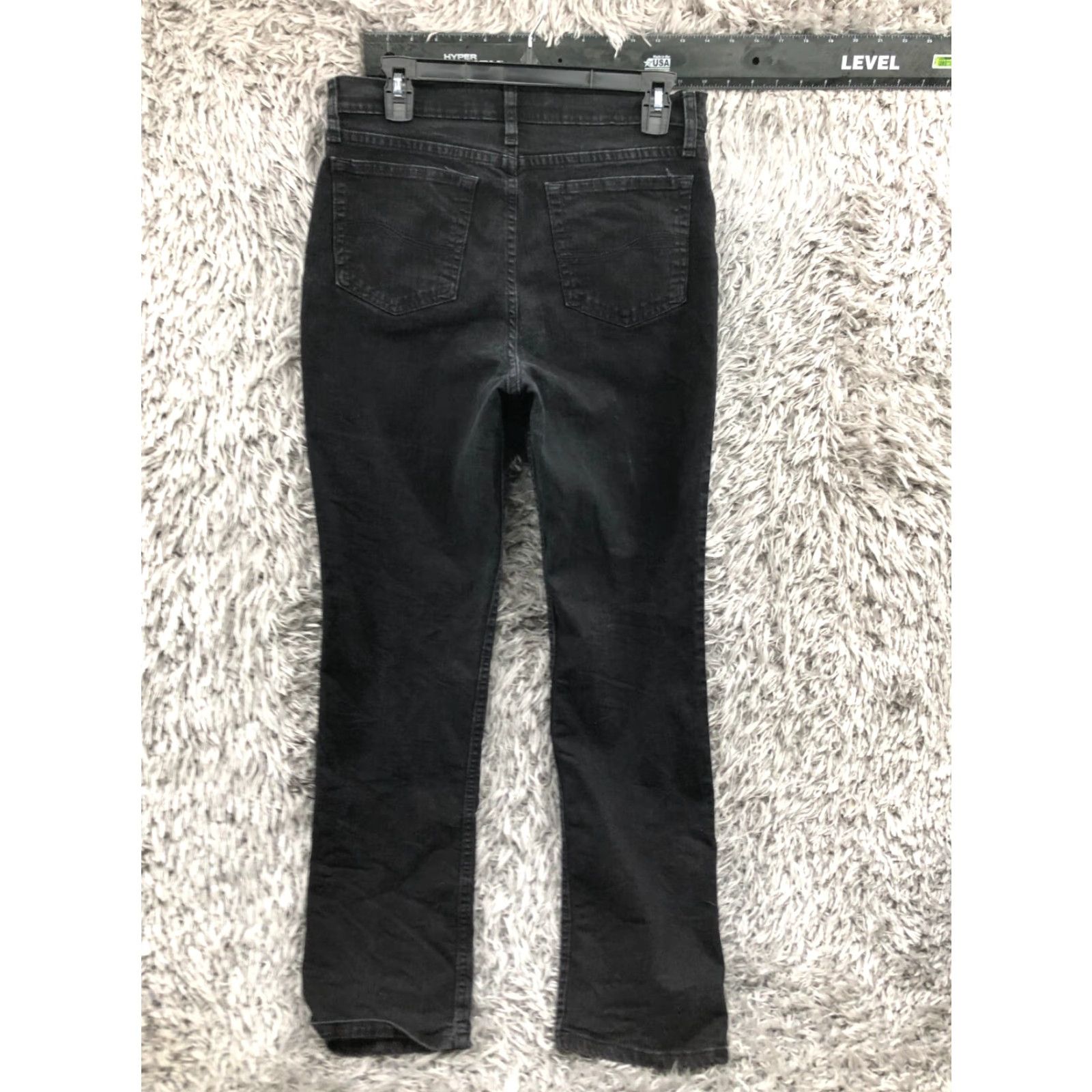 Lee Lee Jeans Womens Classic Straight Dark Wash Black 12 Regular Cotton Denim 31 Inseam 5-Pocket Zipper Button Belt Loops Mid Rise Vintage No Size 34" / US 12 / IT 48 - 5 Thumbnail