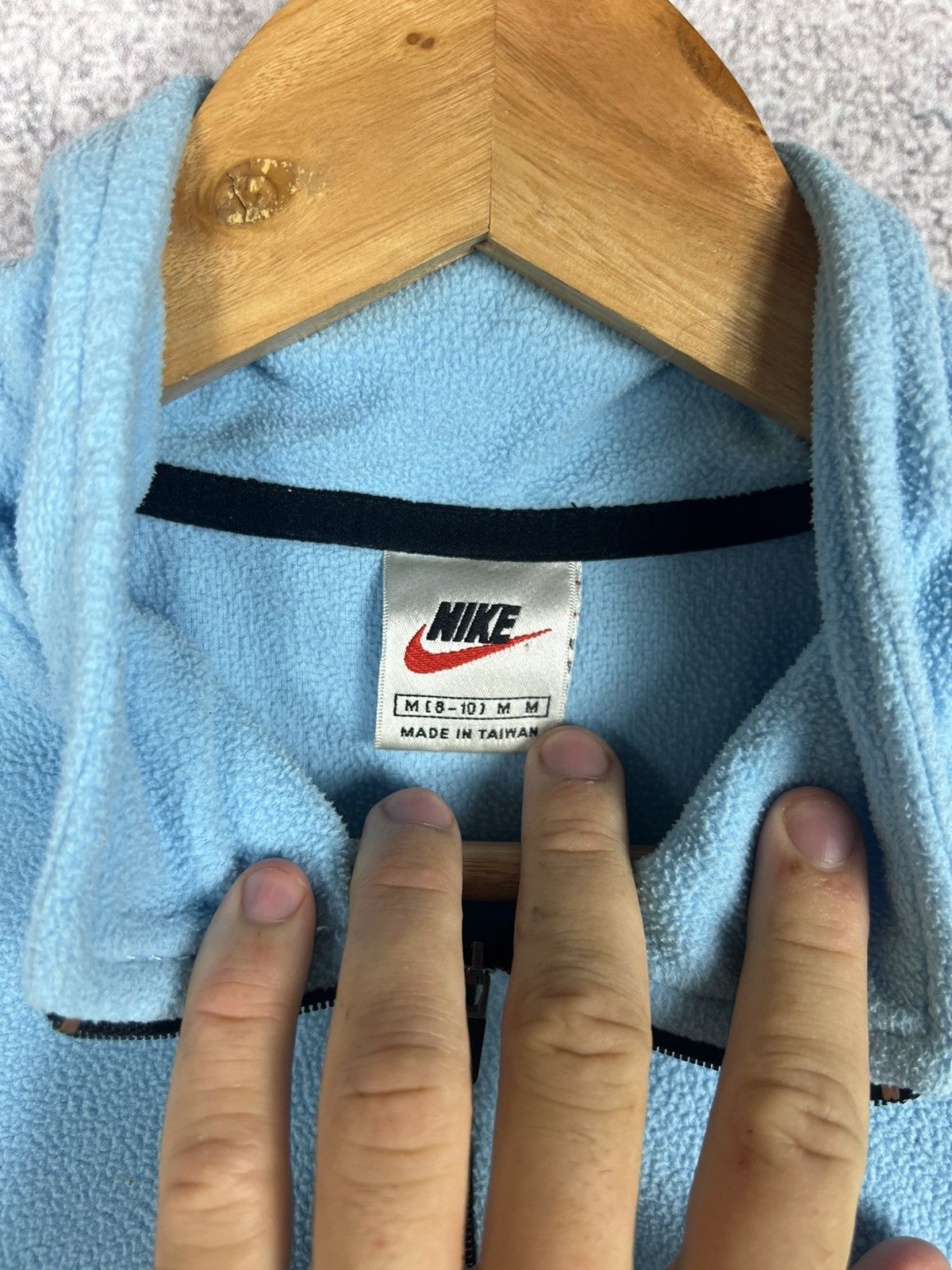 Nike Vintage Nike Small Swoosh Baby Blue Fleece Sweatshirt Size M / US 6-8 / IT 42-44 - 6 Thumbnail