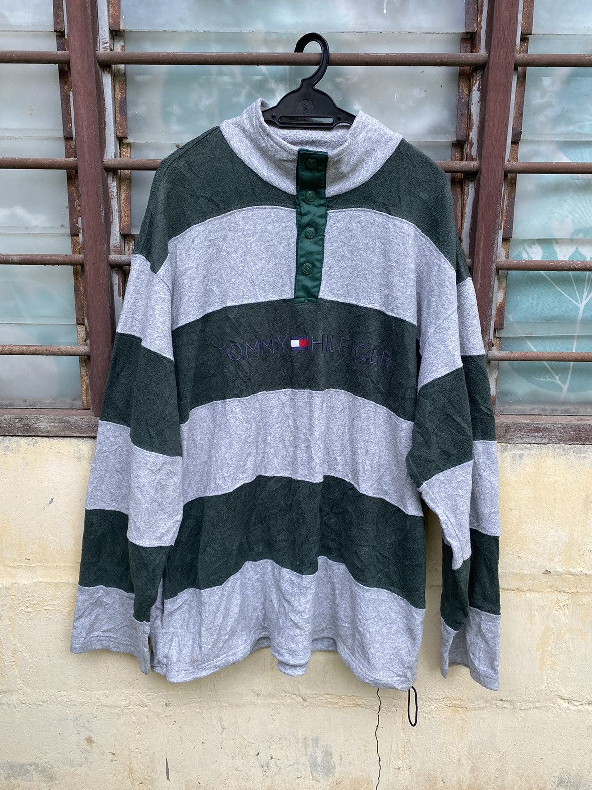 Vintage Tommy Hilfiger Spell Out Fleece Long Sleeve Shirts