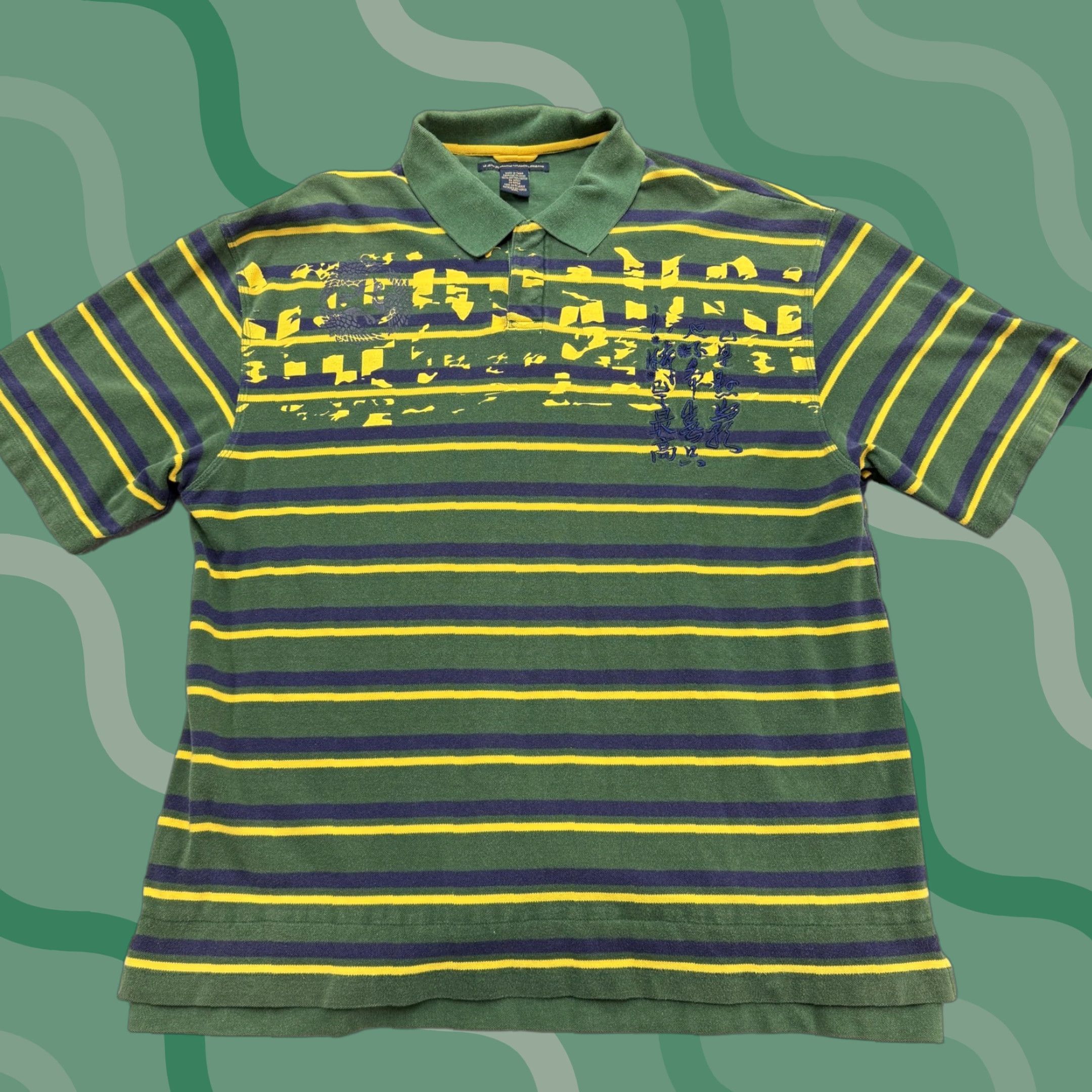 Vintage VINTAGE Marithe Francois Girbaud Polo Shirt Mens 2XL Green Yellow Stripe Graphic Shirt Mens 2XL Green Yellow Stripe Graphic Size US XXL / EU 58 / 5 - 1 Thumbnail