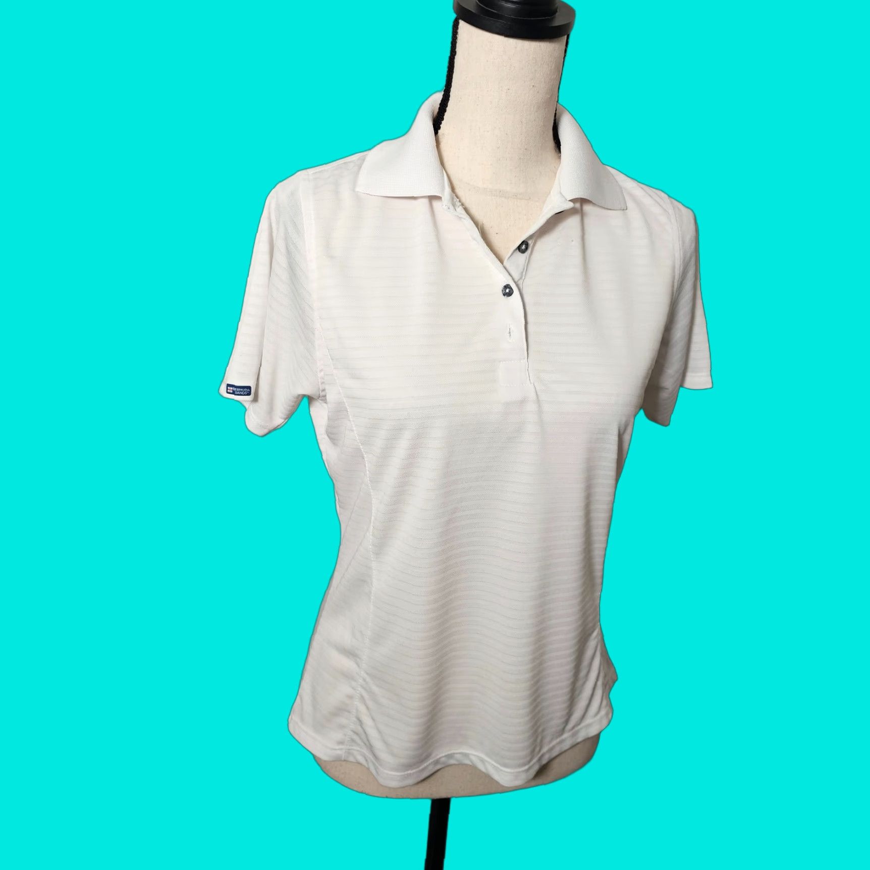 Vintage VINTAGE Bermuda Sands Polo Shirt Women S White Short Sleeve Golf Top Stripe Size S / US 4 / IT 40 - 1 Thumbnail