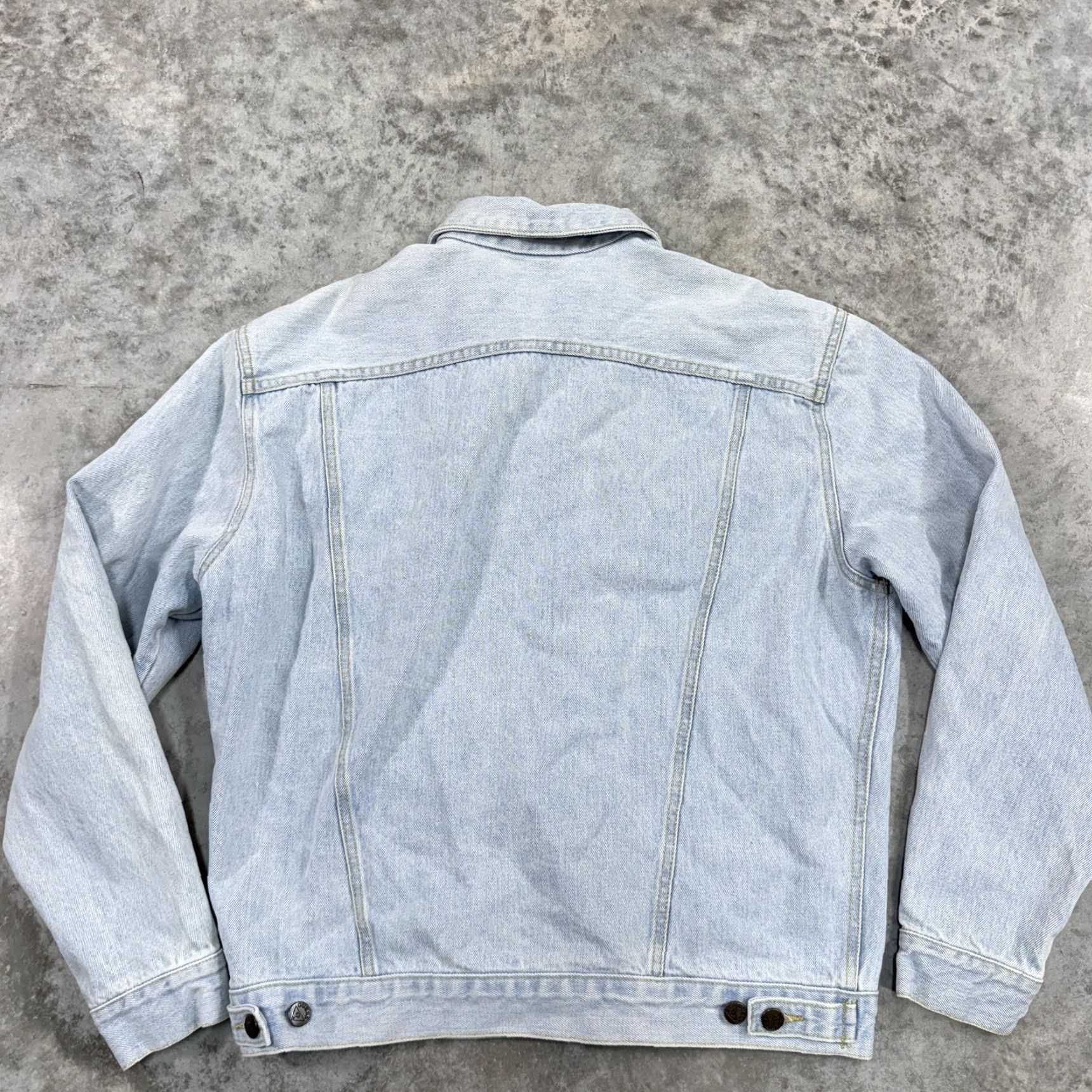 Guess VINTAGE GUESS Georges Marciano for GUESS Denim Jacket Mens M Blue 80s 90s Cotton Solid Logo Button Bomber Jacket Made USA Size US M / EU 48-50 / 2 - 6 Thumbnail