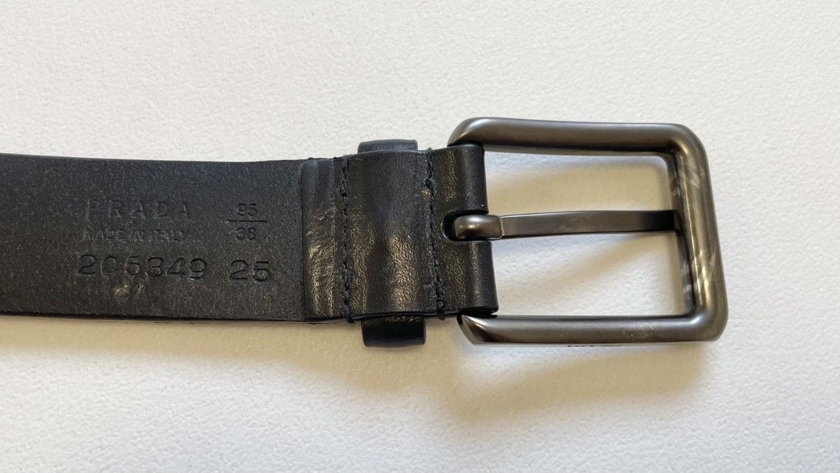 Prada 3cm Black Leather Metal Studded Belt Size 36 - 14 Thumbnail