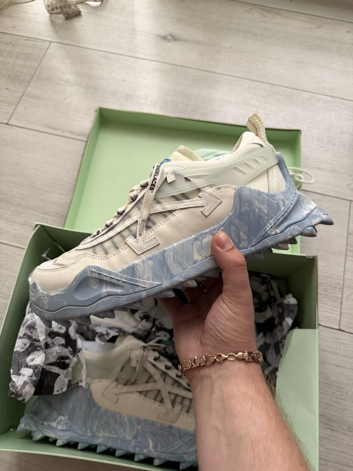 Off-White Off White Odsy 1000 White Blue Size US 12 / EU 45 - 3 Thumbnail