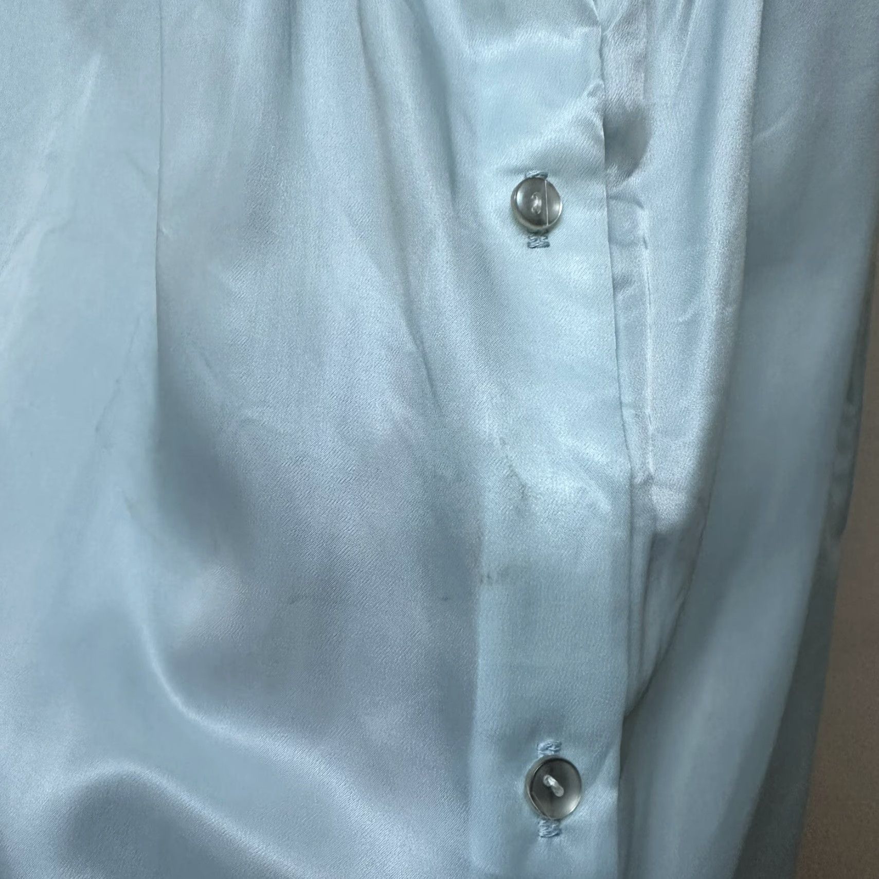 Vintage VINTAGE Barbizon Housecoat Robe Short Sleeve Nylon Satin Remarque Embroidered M NEW NOS Blue 1970s Womens Size 32" / US 10 / IT 46 - 4 Thumbnail