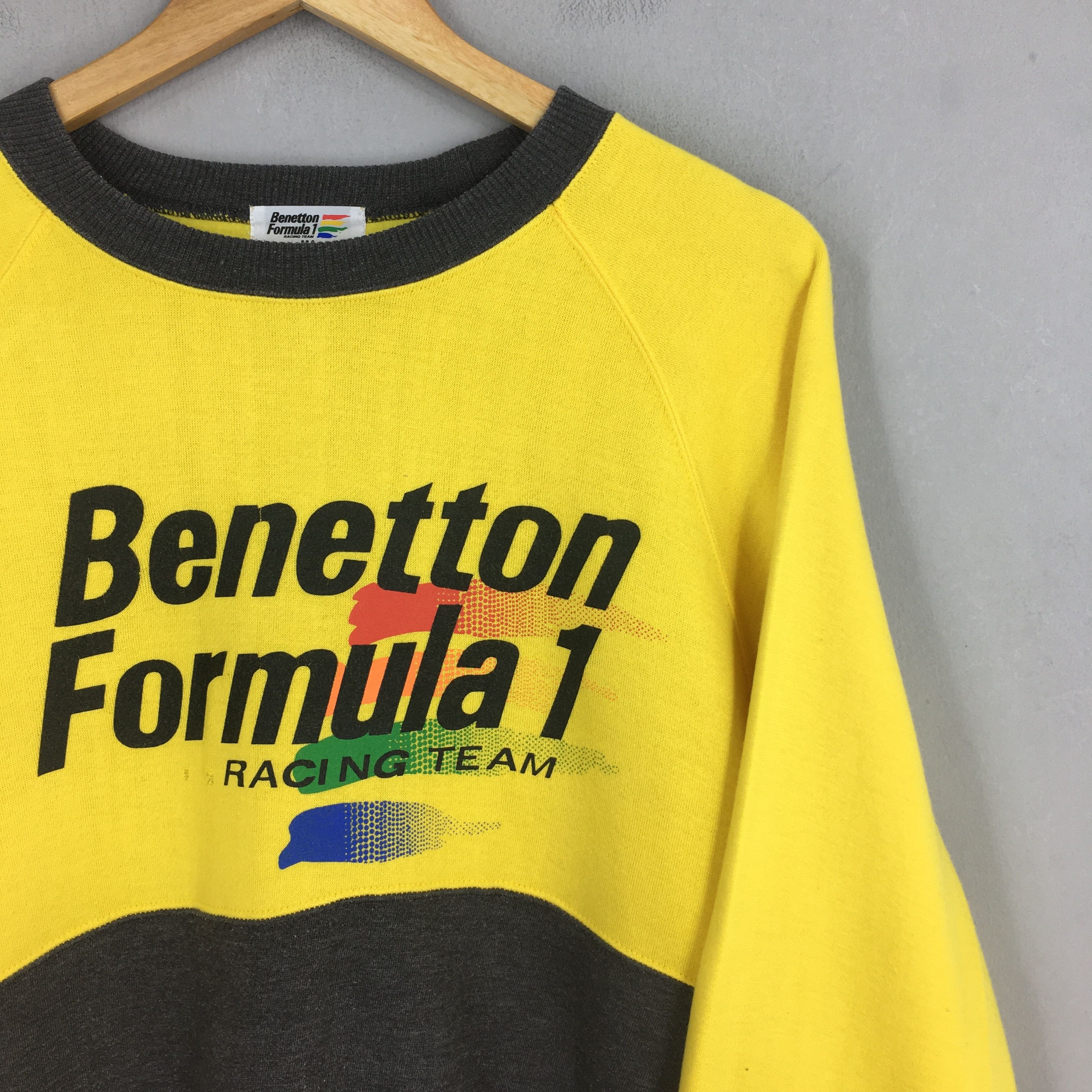 Benetton × Formula 1 Vintage Benetton Formula 1 Yellow Sweatshirt Medium Size US M / EU 48-50 / 2 - 2 Thumbnail