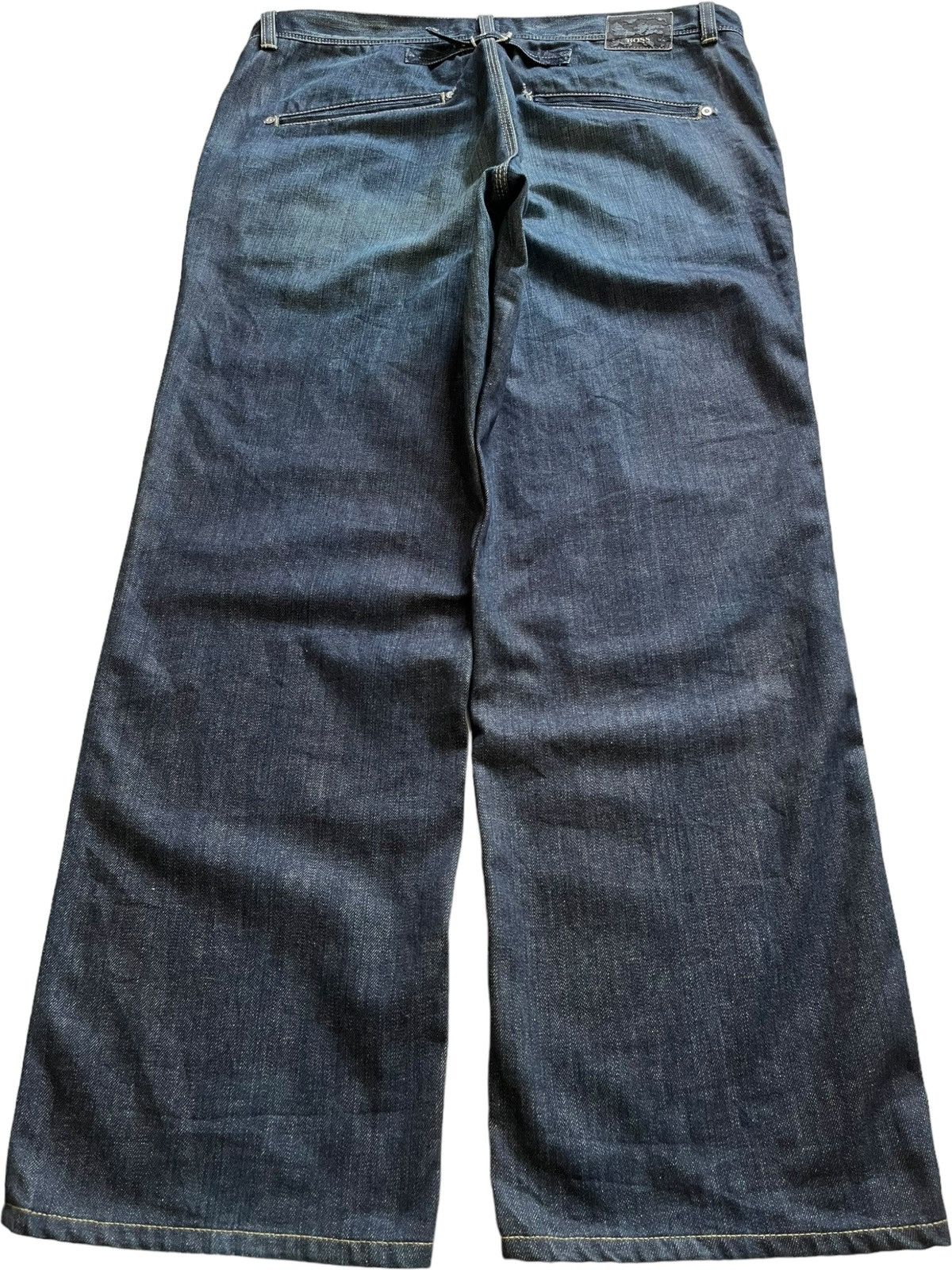 Hugo Vintage Hugo Boss Blue Wash Buckle Back Baggy Jeans Size US 37 - 2 Thumbnail