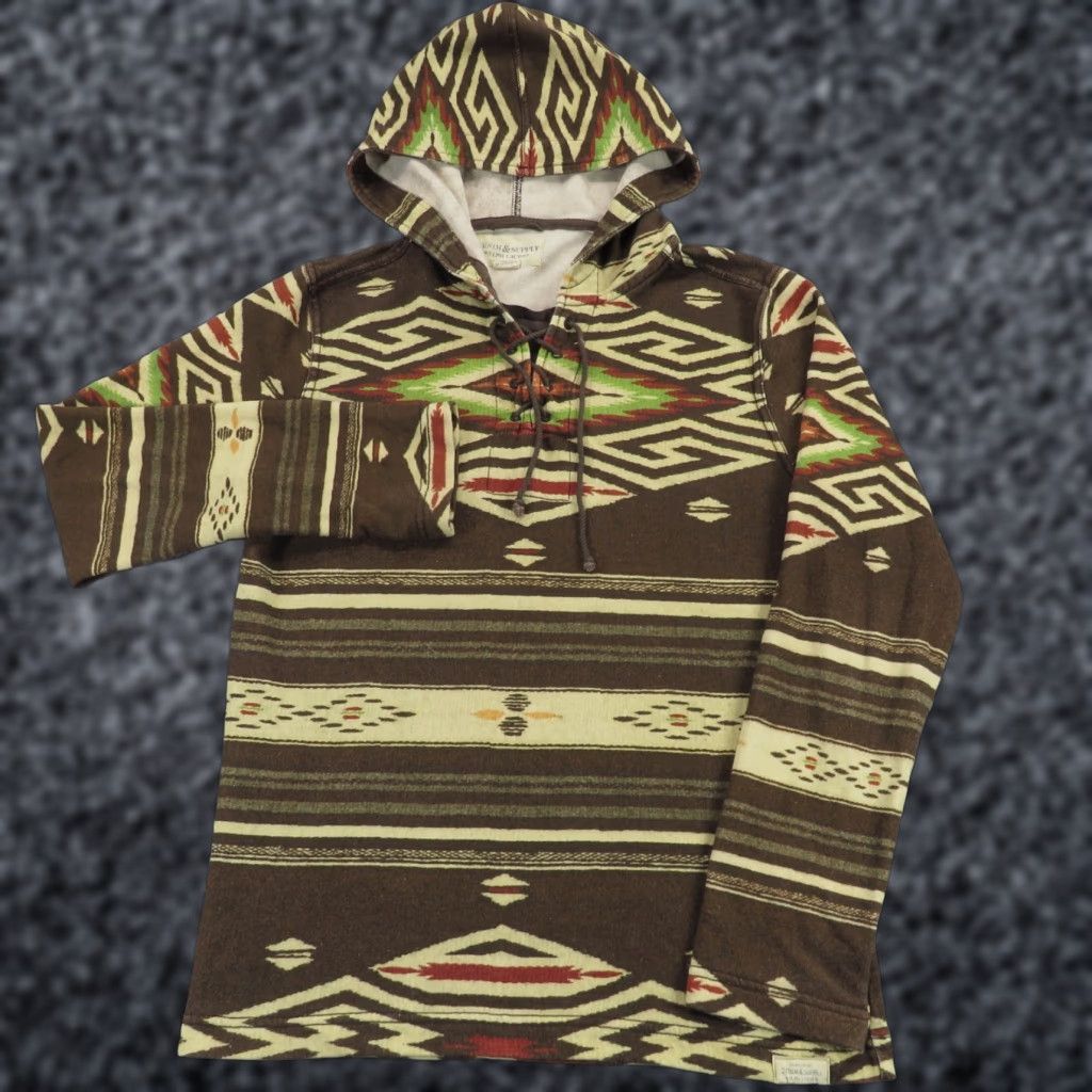 Polo Ralph Lauren Polo Ralph Lauren Hoodie Mens Medium Brown Aztec Southwestern Fireball Pullover Size US M / EU 48-50 / 2 - 1 Thumbnail