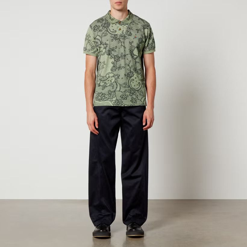Vivienne Westwood o1f1d3z0525 Floral-Print Polo Shirt in Green Size US M / EU 48-50 / 2 - 3 Thumbnail