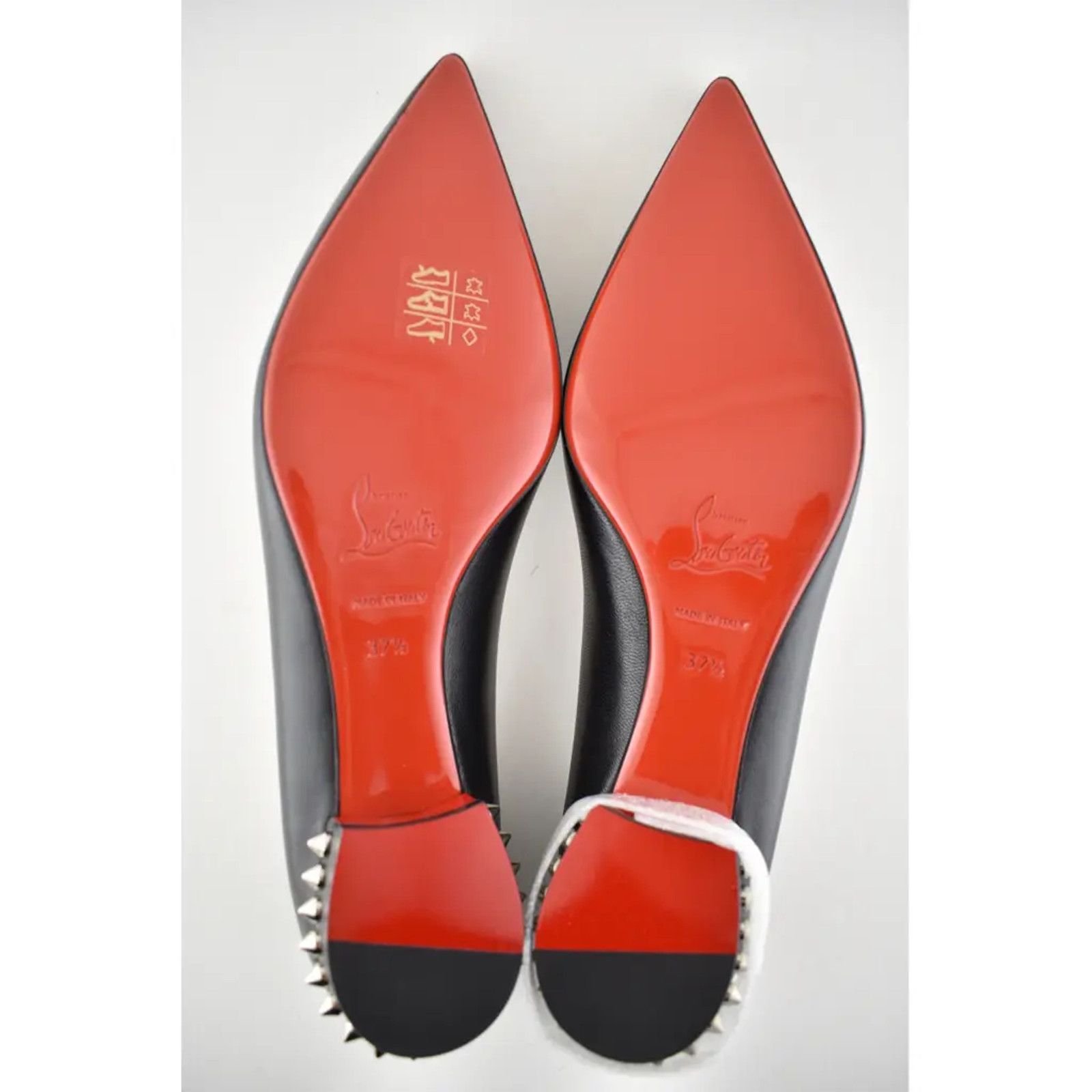 Christian Louboutin Christian Louboutin Hall Flat Black Leather Spike Pointed Size US 7.5 / IT 37.5 - 12 Thumbnail