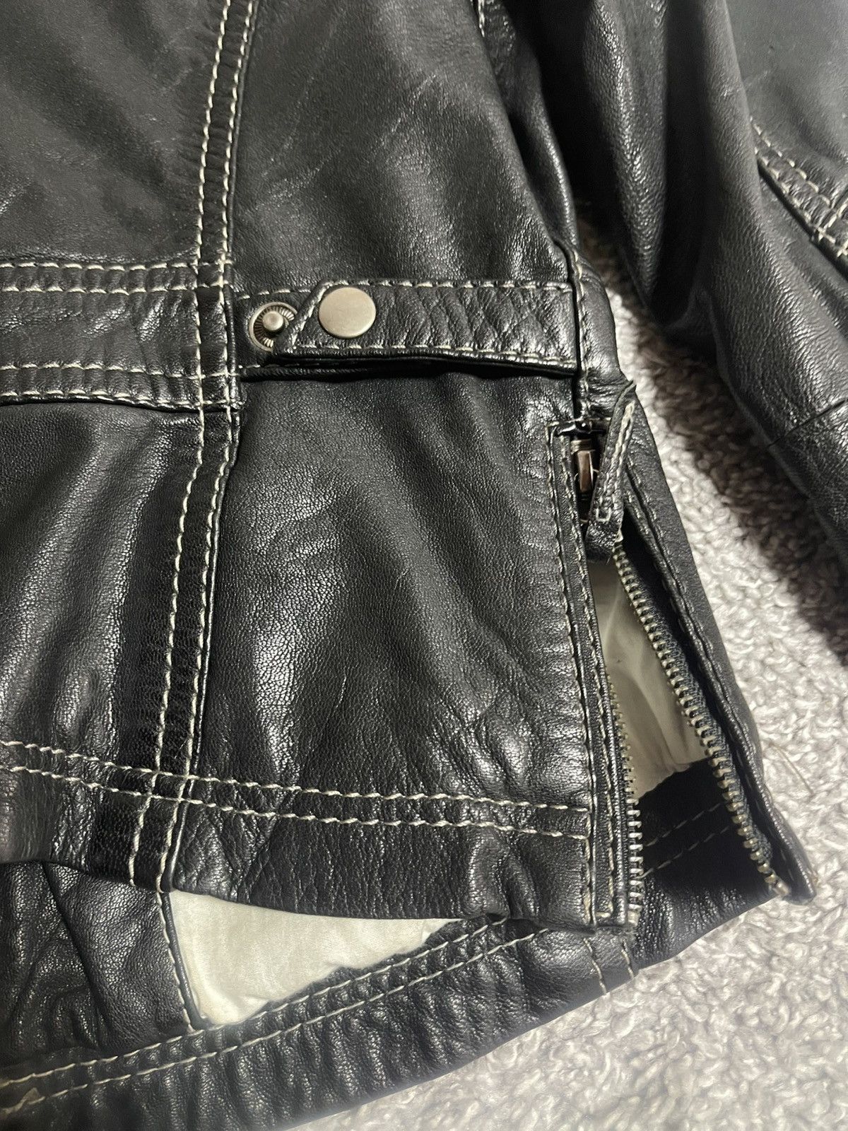 Japanese Brand × Vintage OAKWOOD VINTAGE Y2K LEATHER JACKET BLACK SIZE M-S Size M / US 6-8 / IT 42-44 - 7 Thumbnail