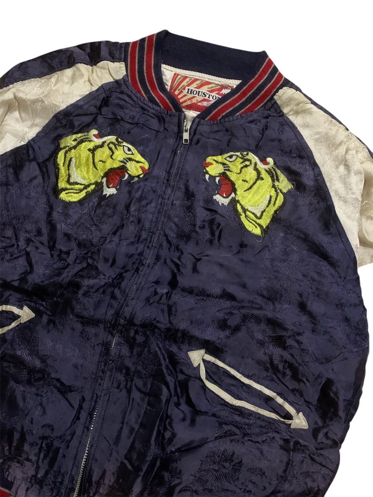 Japanese Brand Houston Rayon Sukajan Japan Tiger Zipper Sun Faded Jacket Size US L / EU 52-54 / 3 - 4 Thumbnail