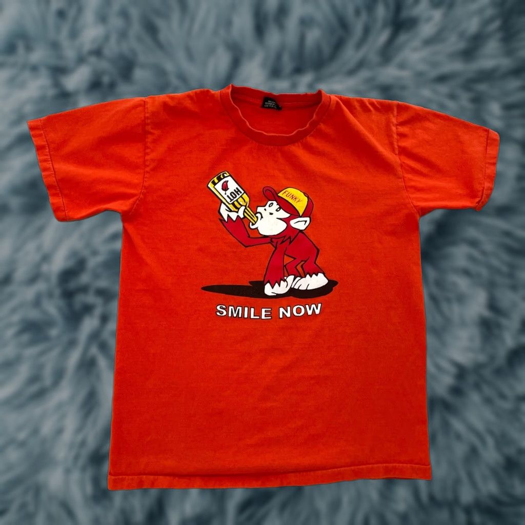 Vintage VINTAGE Funky Monkey Shirt Peace Mens M Orange Slim Short Sleeve Crew Neck All Seasons Size US M / EU 48-50 / 2 - 1 Thumbnail