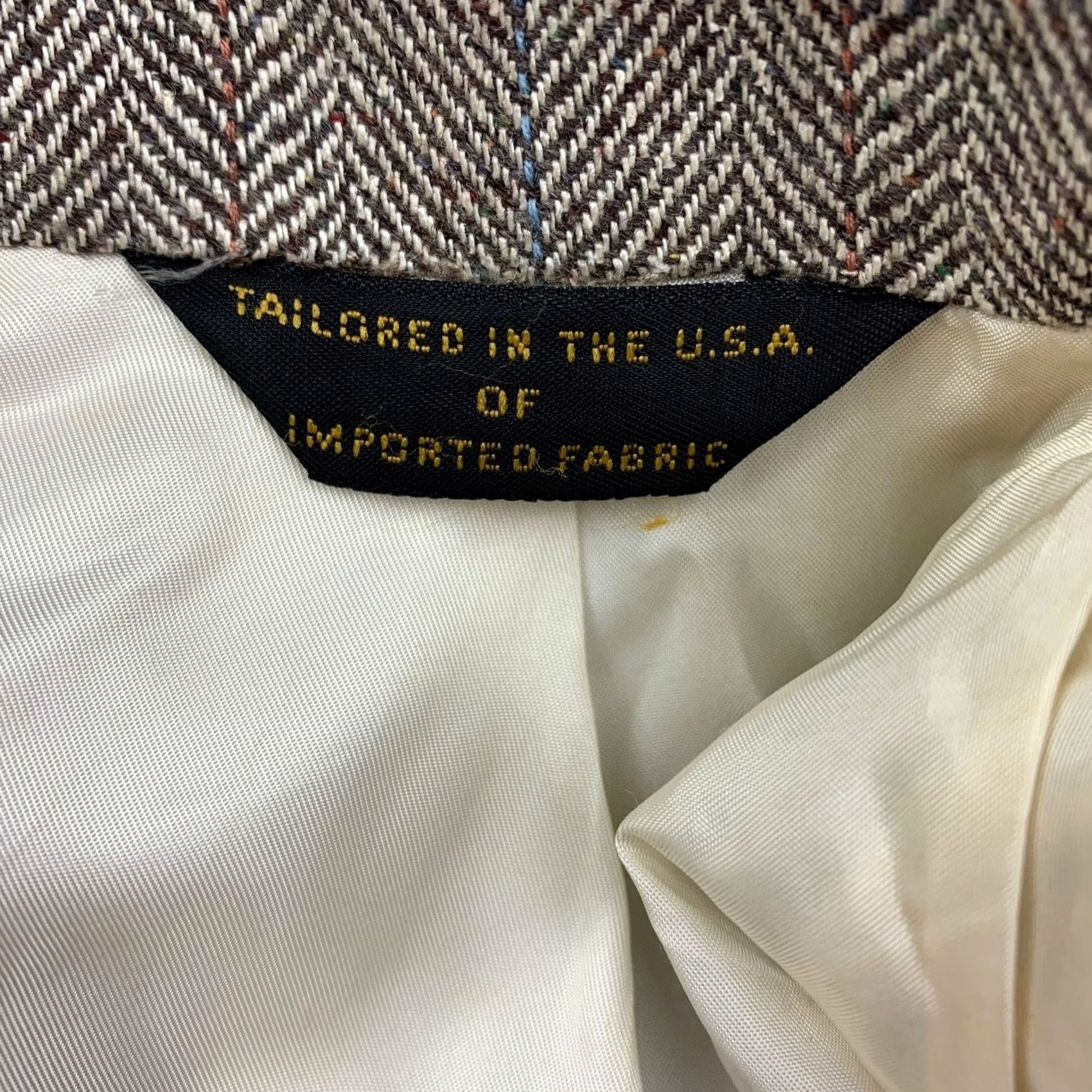 Southwick VINTAGE Southwick Blazer Jacket Men Tweed 2-Button Brown Beige Herringbone 42 R USA Womens Mens girls Size 42R - 5 Thumbnail