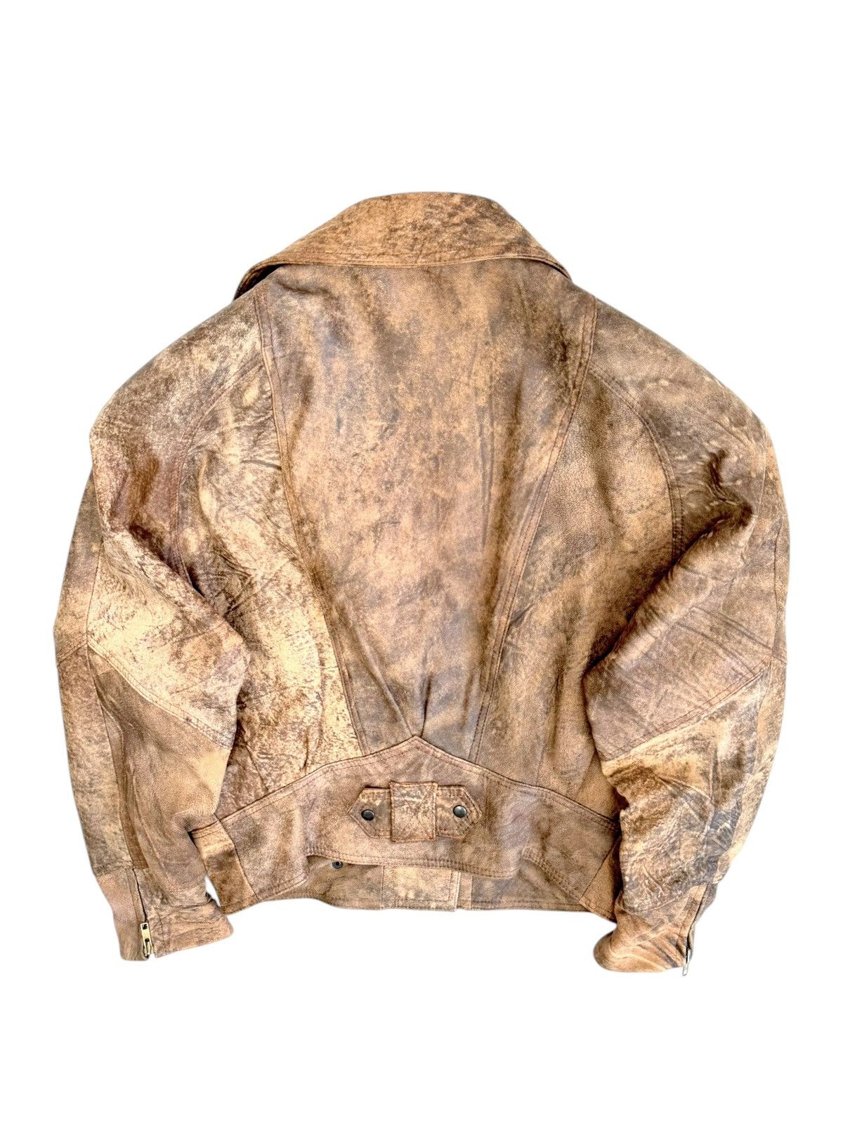 Genuine Leather Vintage Faded Biker Cropped Avantgarde Leather Jacket Size M / US 6-8 / IT 42-44 - 2 Thumbnail
