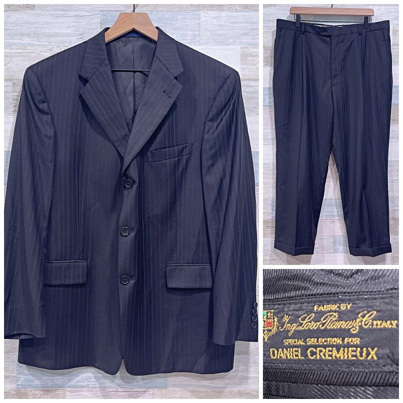 Ing Loro Piana Italy Wool Striped Suit Black Cremieux 44S 37