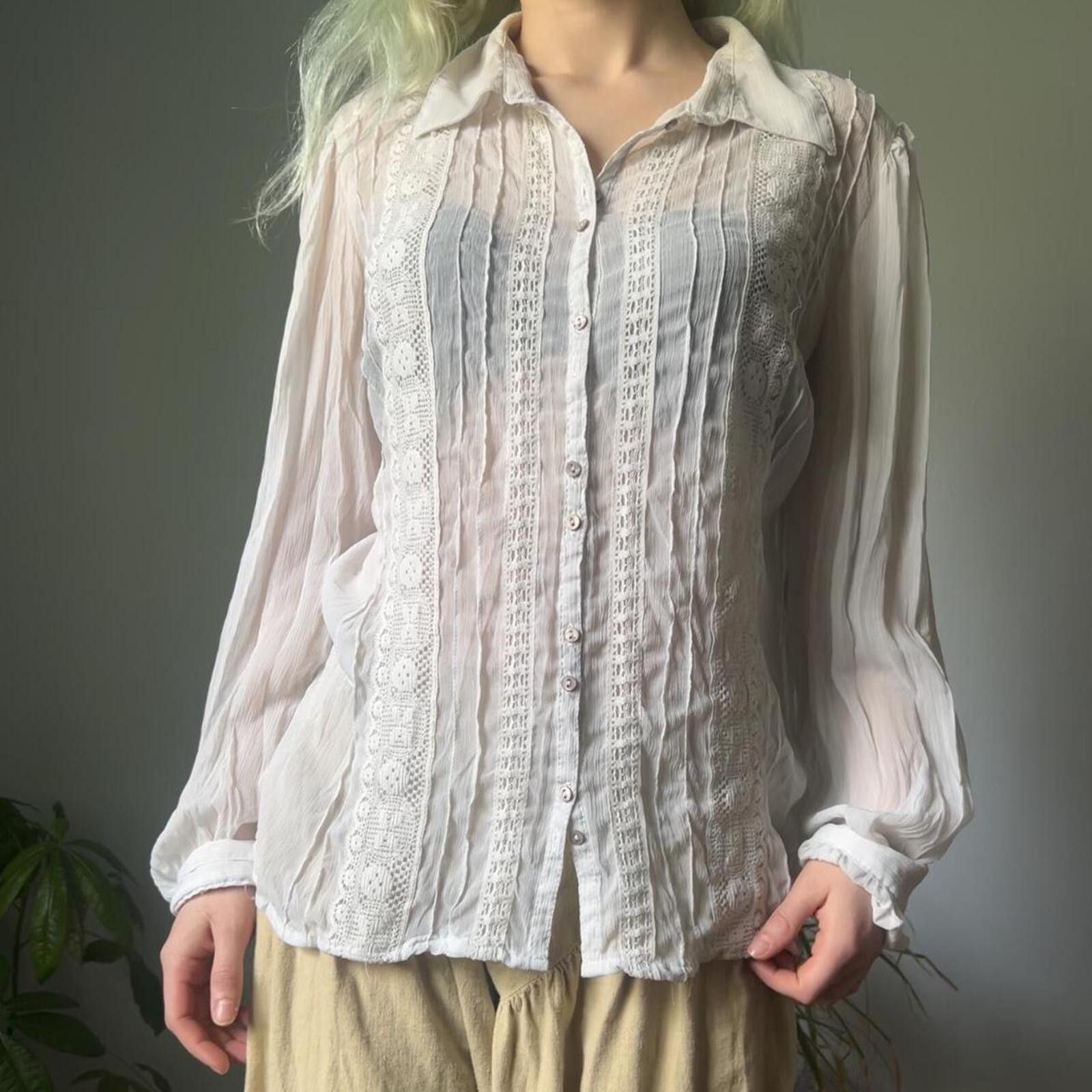 Other White Stag Women's Sheer Blouse Size XL / US 12-14 / IT 48-50 - 8 Thumbnail