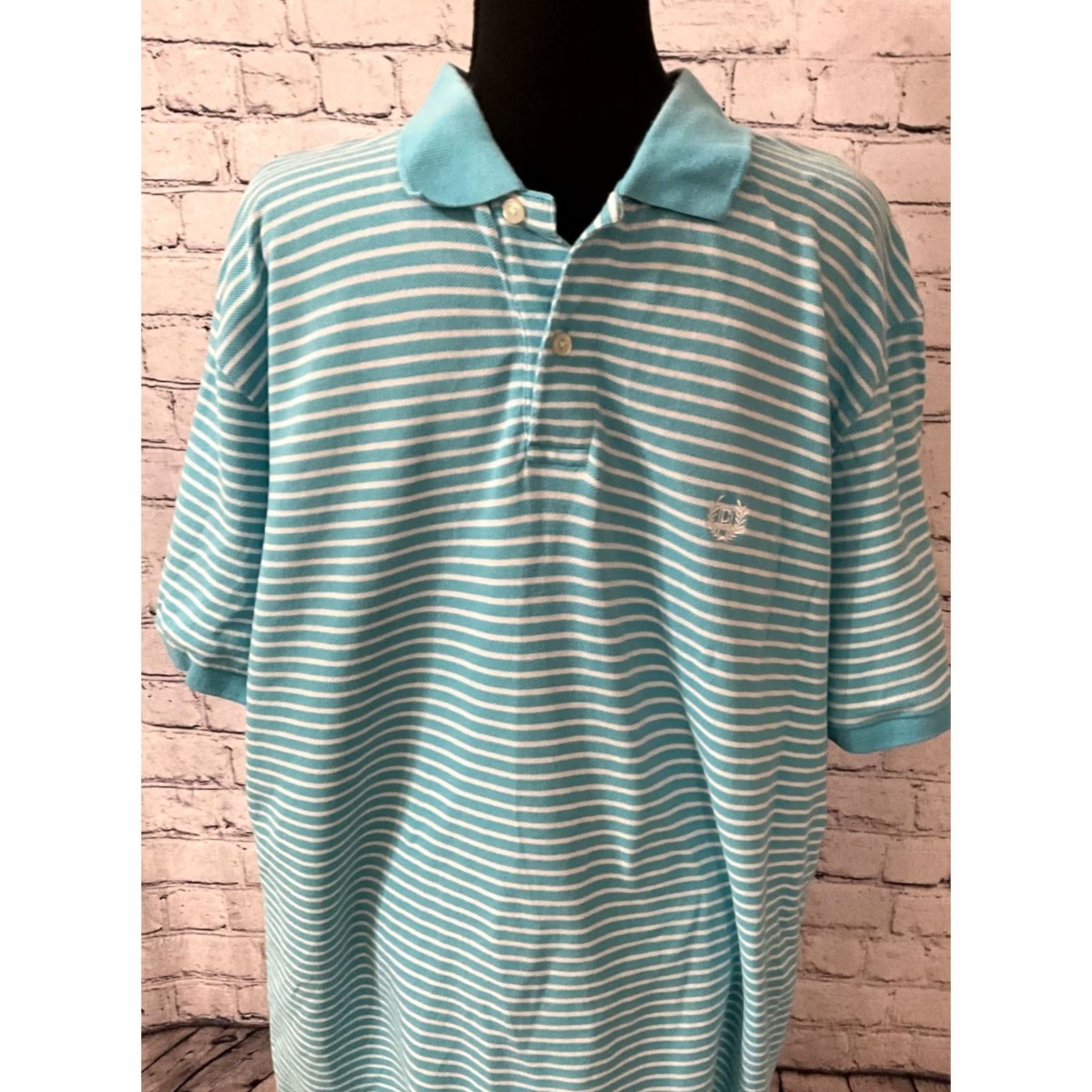 Chaps CHAPS RALPH LAUREN MENS POLO SHIRT XL BLUE STRIPED Short Sleeve Collared Logo Knit 100% Cotton Golf Casual Regular Man Size US XL / EU 56 / 4 - 2 Thumbnail