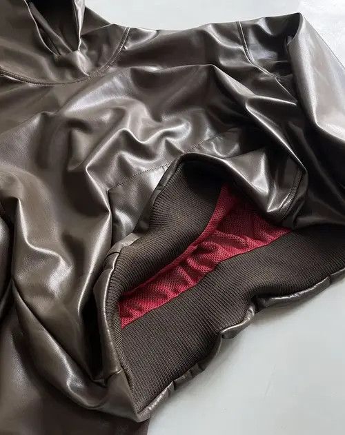 VIBE Avant garde fashion punk oversized faux leather hoodie Size US L / EU 52-54 / 3 - 7 Thumbnail