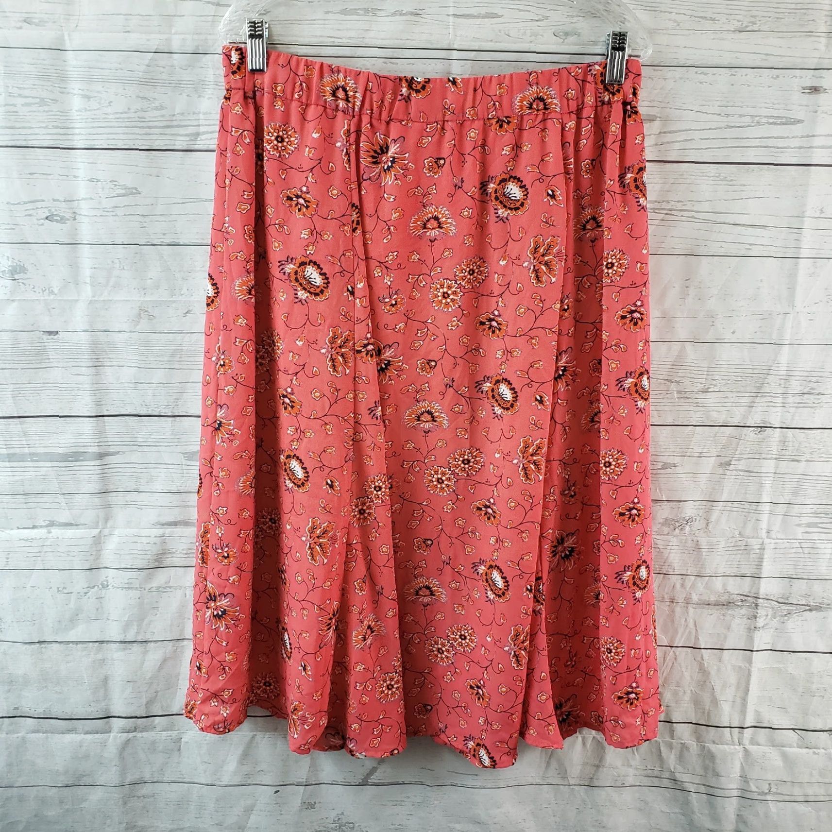 Gap Gap Womens Skirt Sz 12 Pink Black Floral Pull On Size 34" / US 12 / IT 48 - 2 Thumbnail