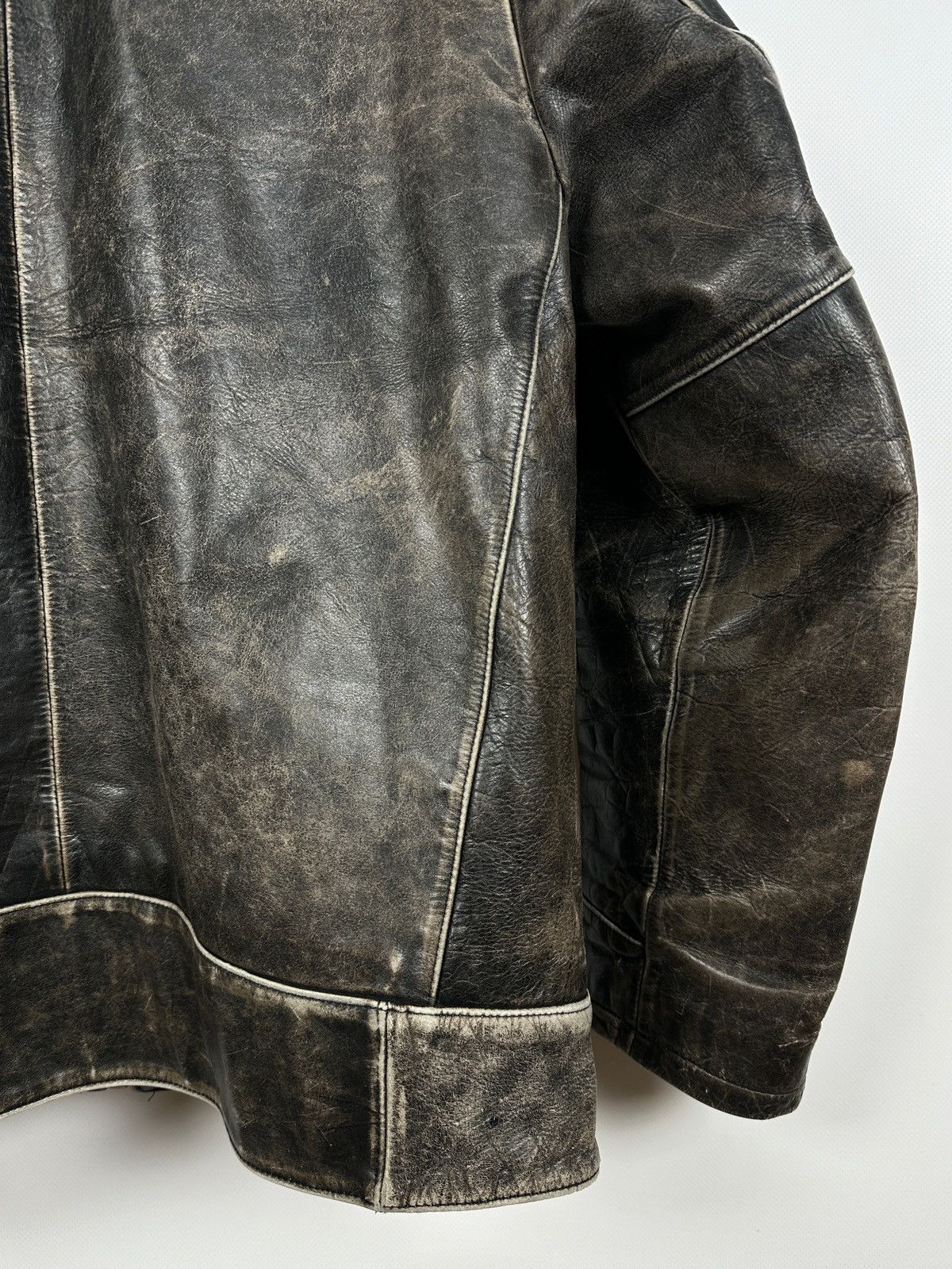 Gap 00s Vintage GAP Distressed Brown Leather Sherpa Lined Jacket Size US M / EU 48-50 / 2 - 19 Thumbnail