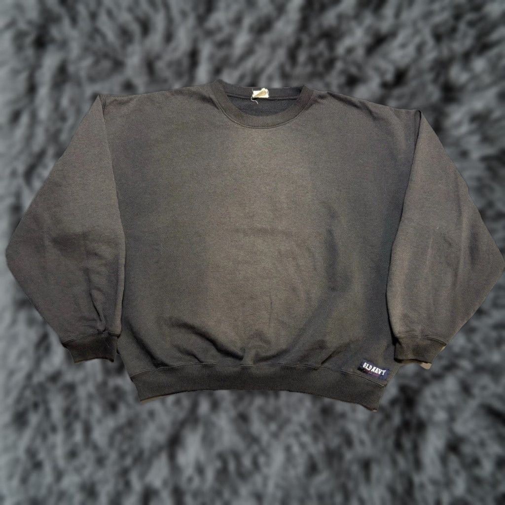 Old Navy VINTAGE Old Navy Sweatshirt Mens XL Black Gray Crewneck Grunge Thick Cotton Pullover Long Sleeve Solid 2000s Size US XL / EU 56 / 4 - 1 Thumbnail
