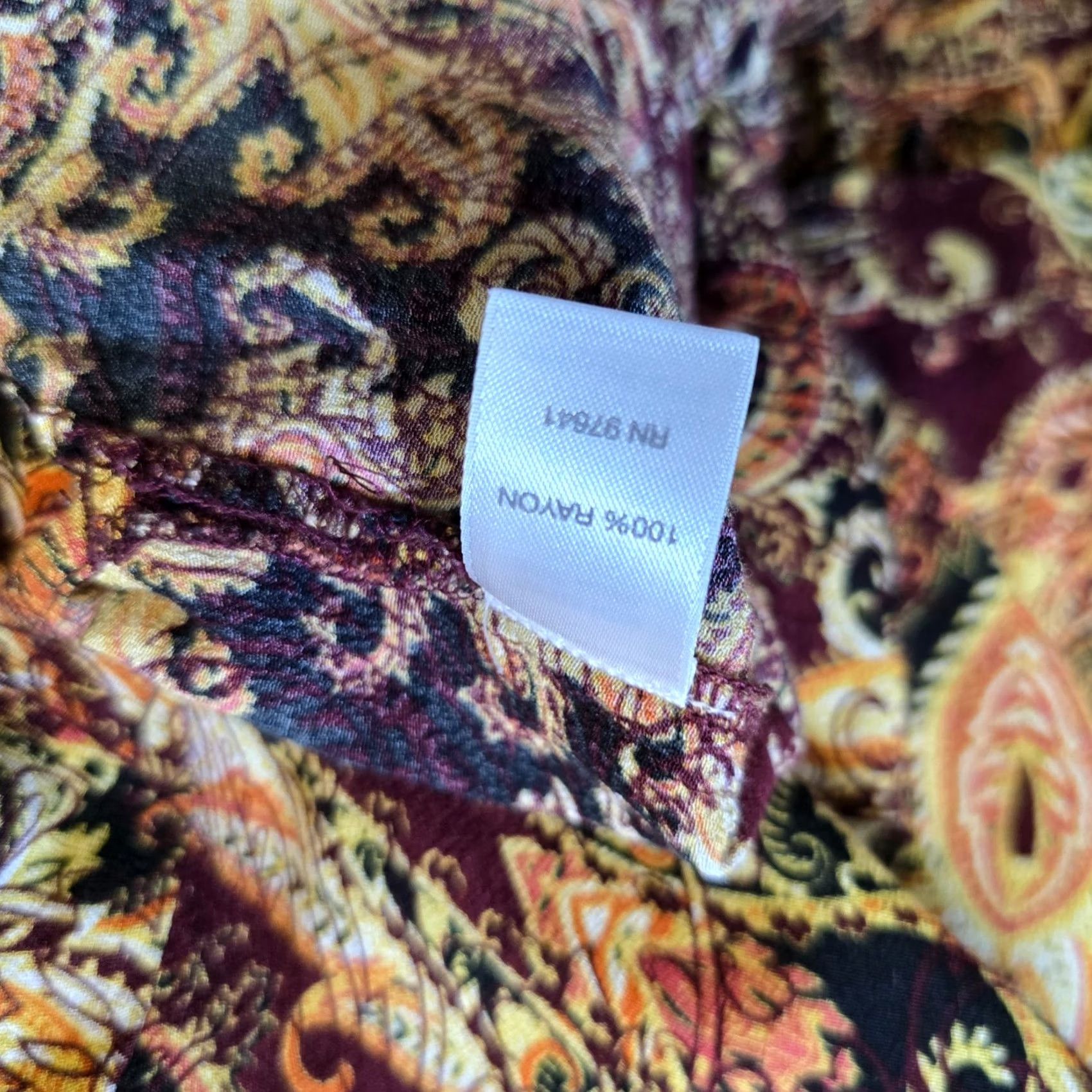 J. Jill J Jill Top Women L Brown Yellow Paisley Tunic Long Sleeve Career Casual Shirt Size L / US 10 / IT 46 - 7 Thumbnail