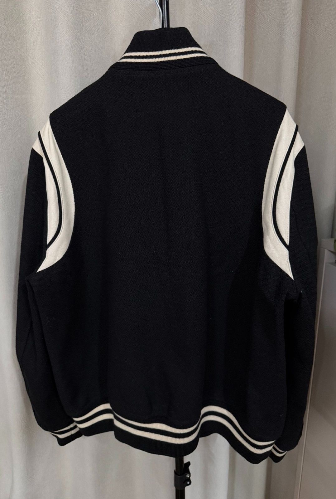 Saint Laurent Paris Saint Laurent 22FW Black &White Wool Lambskin Varsity Jacket Size US XL / EU 56 / 4 - 3 Thumbnail