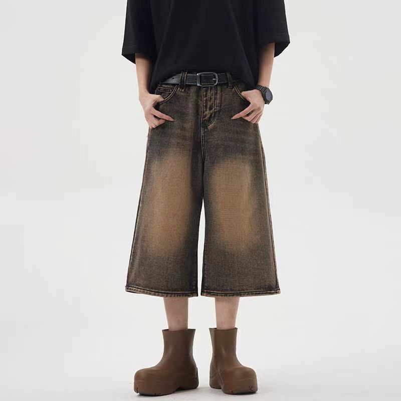 Vintage Vintage wide-leg wasteland style washed loose denim shorts Size US 33 - 6 Thumbnail