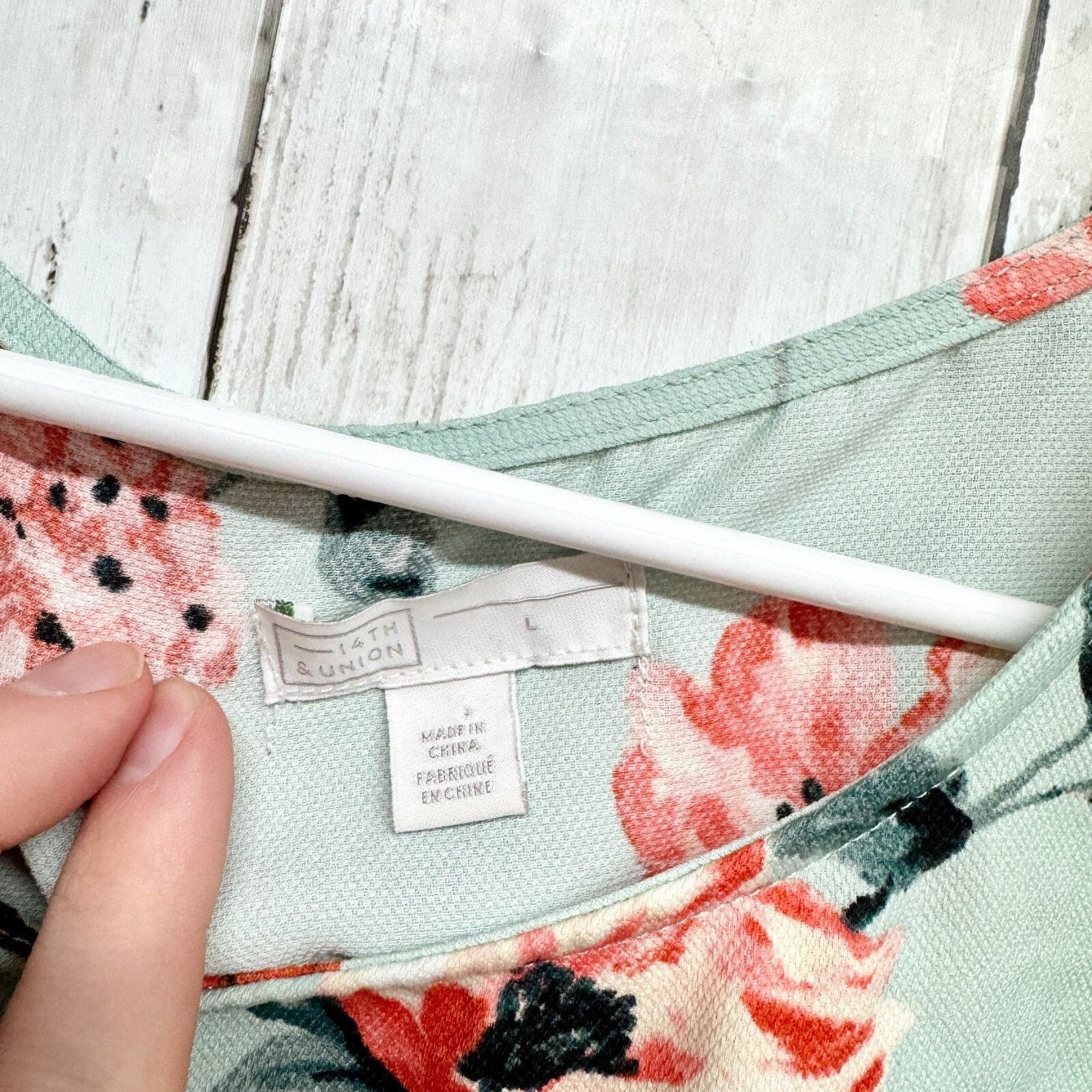 14th & Union 14th & Union Tank Top LG Teal Floral Round Neck Straight Hem Size L / US 10 / IT 46 - 2 Thumbnail