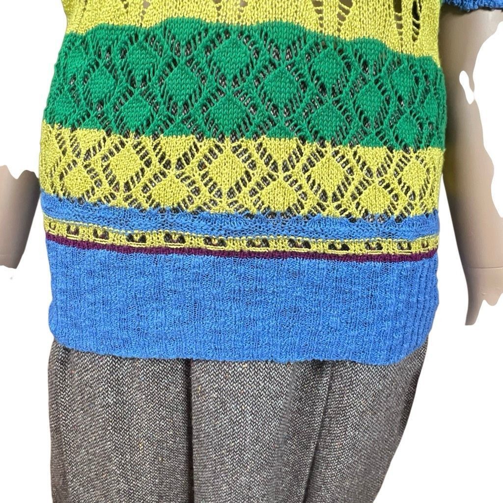 Zara Zara Knit Multicolor Open Weave Short Sleeve Sweater Top Size M (351) Size M / US 6-8 / IT 42-44 - 3 Thumbnail