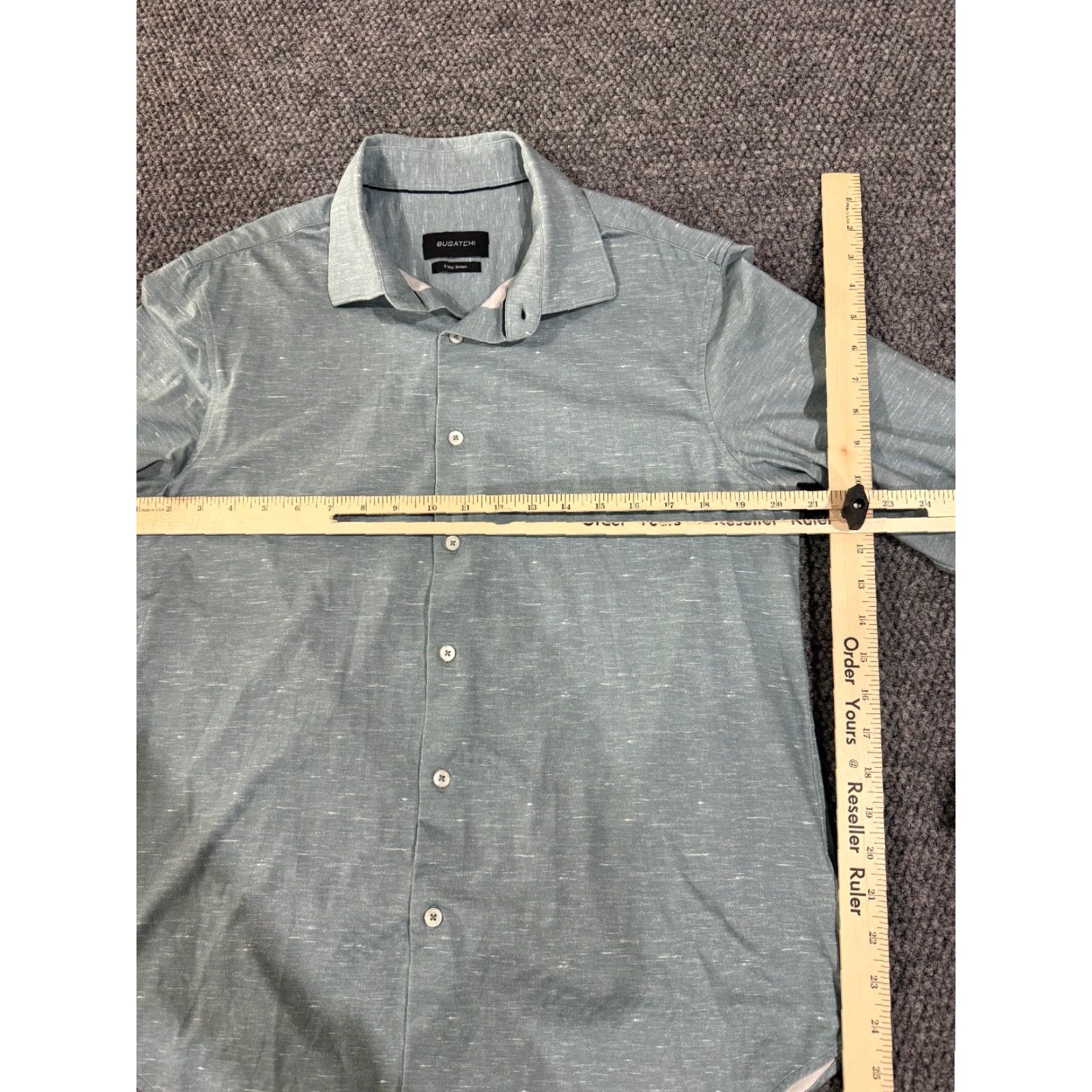 BUGATCHI BUGATCHI Button-Up Shirt Mens L Green 8 Way Stretch Casual Shirt Size US L / EU 52-54 / 3 - 4 Thumbnail