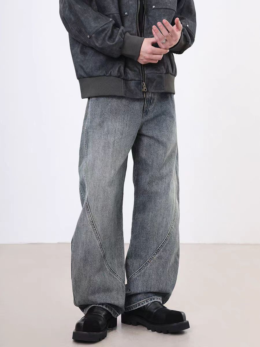 Japanese Brand × Vintage Vintage Street Washed Faded Spliced Loose Jeans Size US 34 / EU 50 - 5 Thumbnail