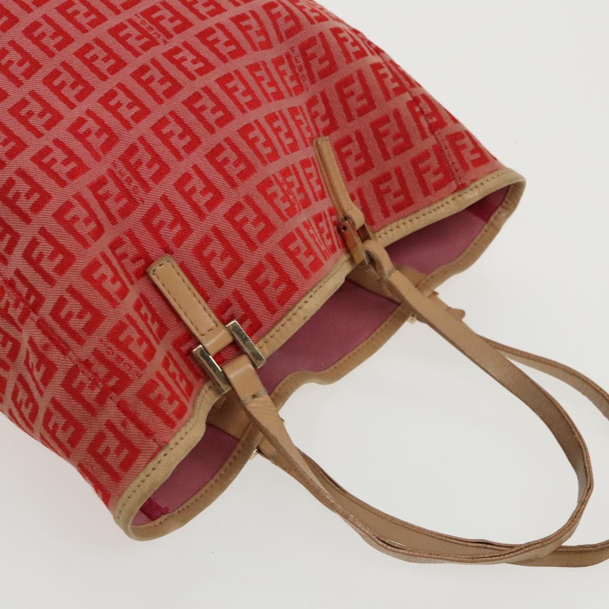 Fendi FENDI Zucchino Canvas Hand Bag Red Gold Size ONE SIZE - 6 Thumbnail