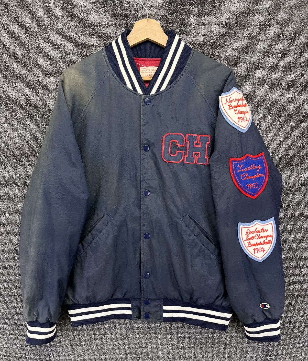 Champion Vintage Champion Rare Patchwork Trashed Varsity Jacket Size US L / EU 52-54 / 3 - 6 Thumbnail
