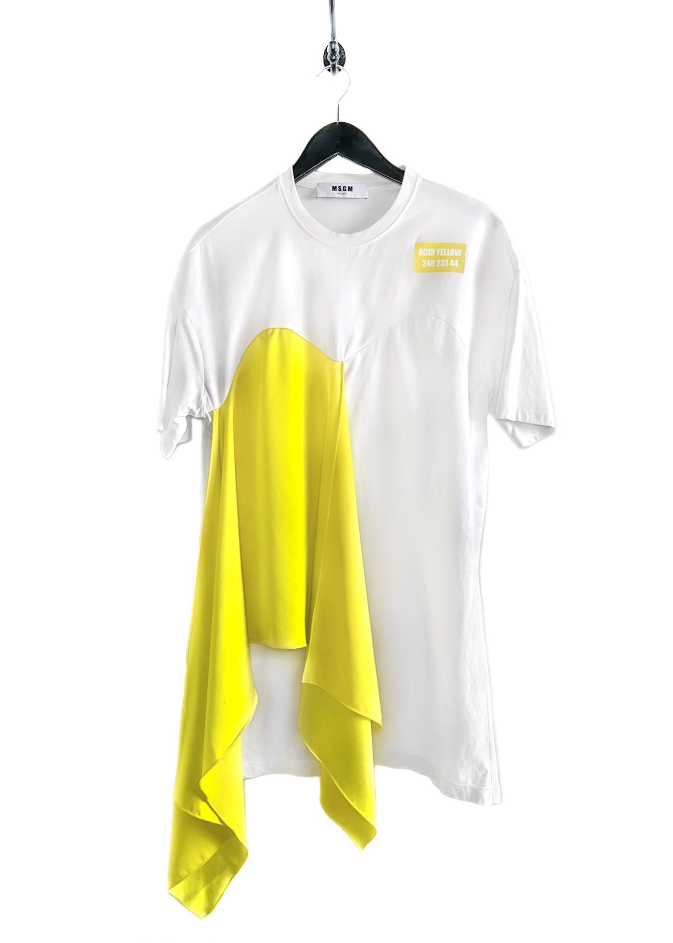 MSGM MSGM White Dress T-Shirt with Neon Yellow Detail Size XS / US 0-2 / IT 36-38 - 1 Thumbnail