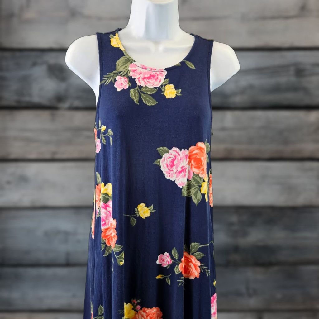 Old Navy Old Navy Womens Tank Dress Sz Small Blue Pink Floral Sleeveless Rayon Blend Size S / US 4 / IT 40 - 1 Thumbnail