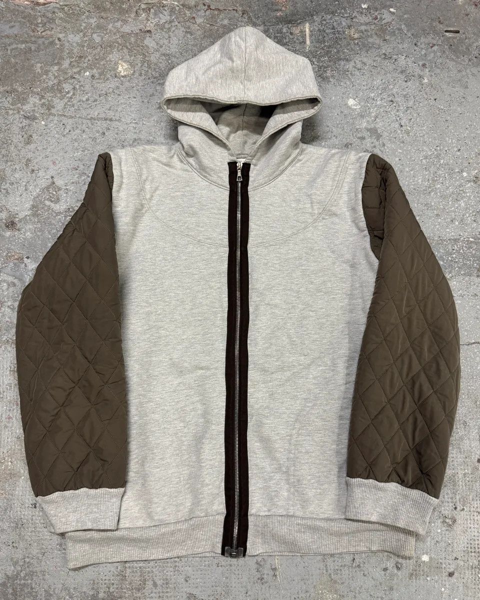 Dries Van Noten × Vintage Dries Van Noten Grey Hybrid Puffer Sleeves Zip-up Sweater Jacket Size US L / EU 52-54 / 3 - 1 Thumbnail