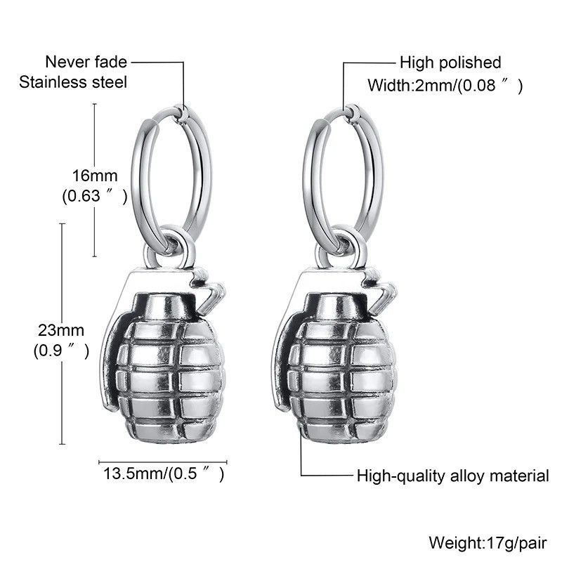 Jewelry FUN GRENADE SHAPED EARRINGS Size ONE SIZE - 2 Thumbnail
