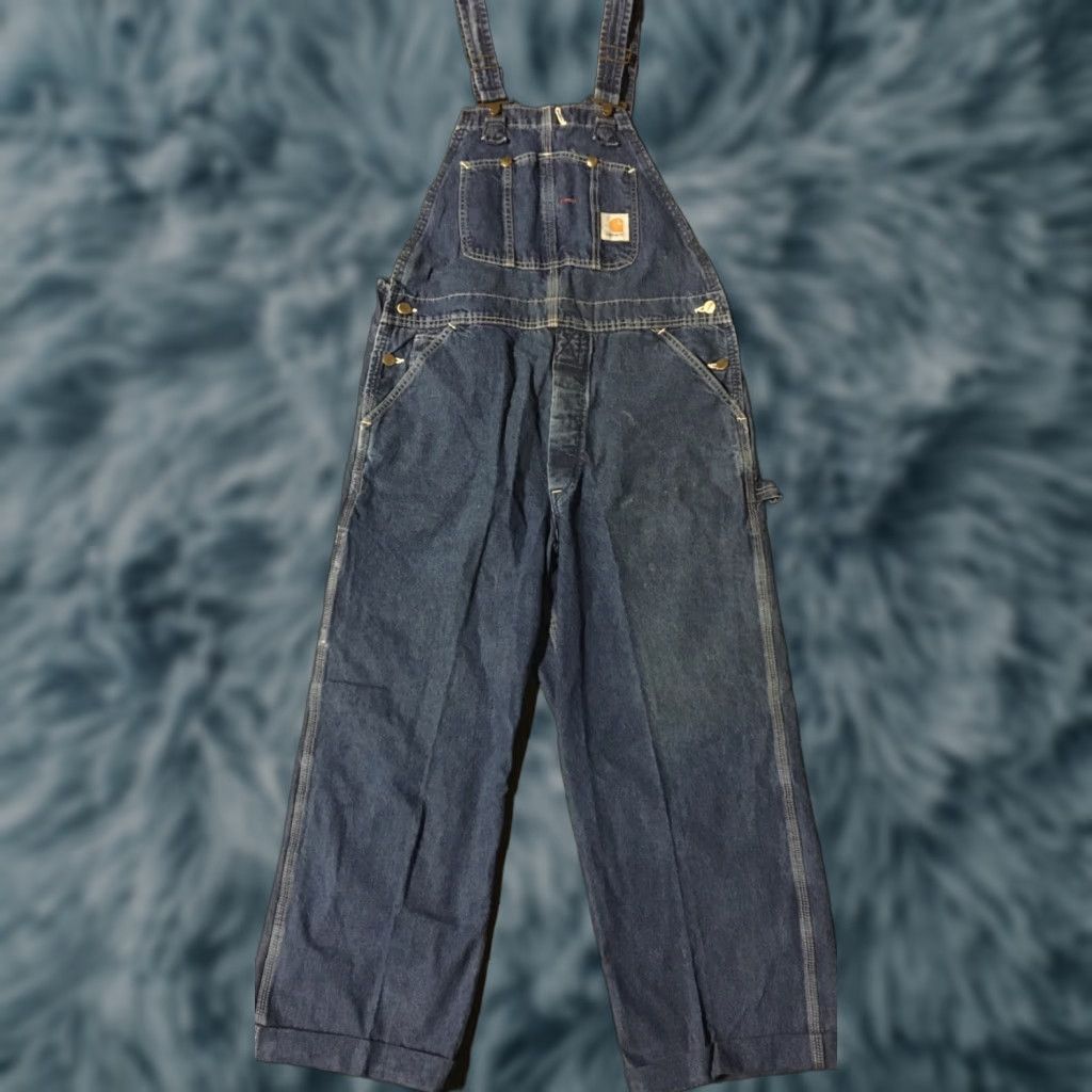 Carhartt VINTAGE Carhartt Overalls Denim 36/27 USA 90s Grunge Biker Workwear Western 80s Men's Jeans Long Inseam 27 Blue Size US 36 / EU 52 - 1 Thumbnail