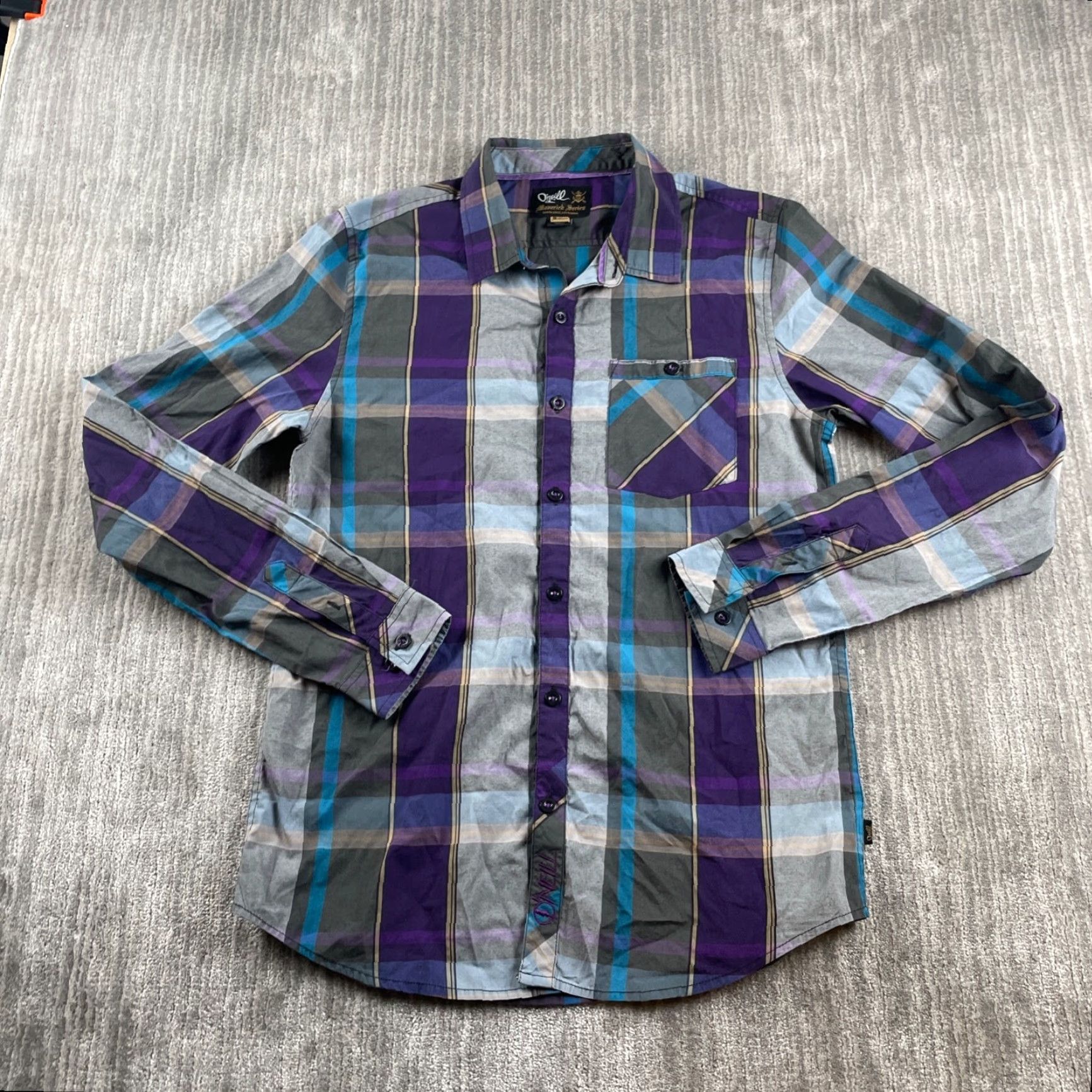 O'Neill O'Neill Shirt Mens Regular Button-Up Long Sleeve Plaid Purple M Adult Casual Size US M / EU 48-50 / 2 - 2 Thumbnail